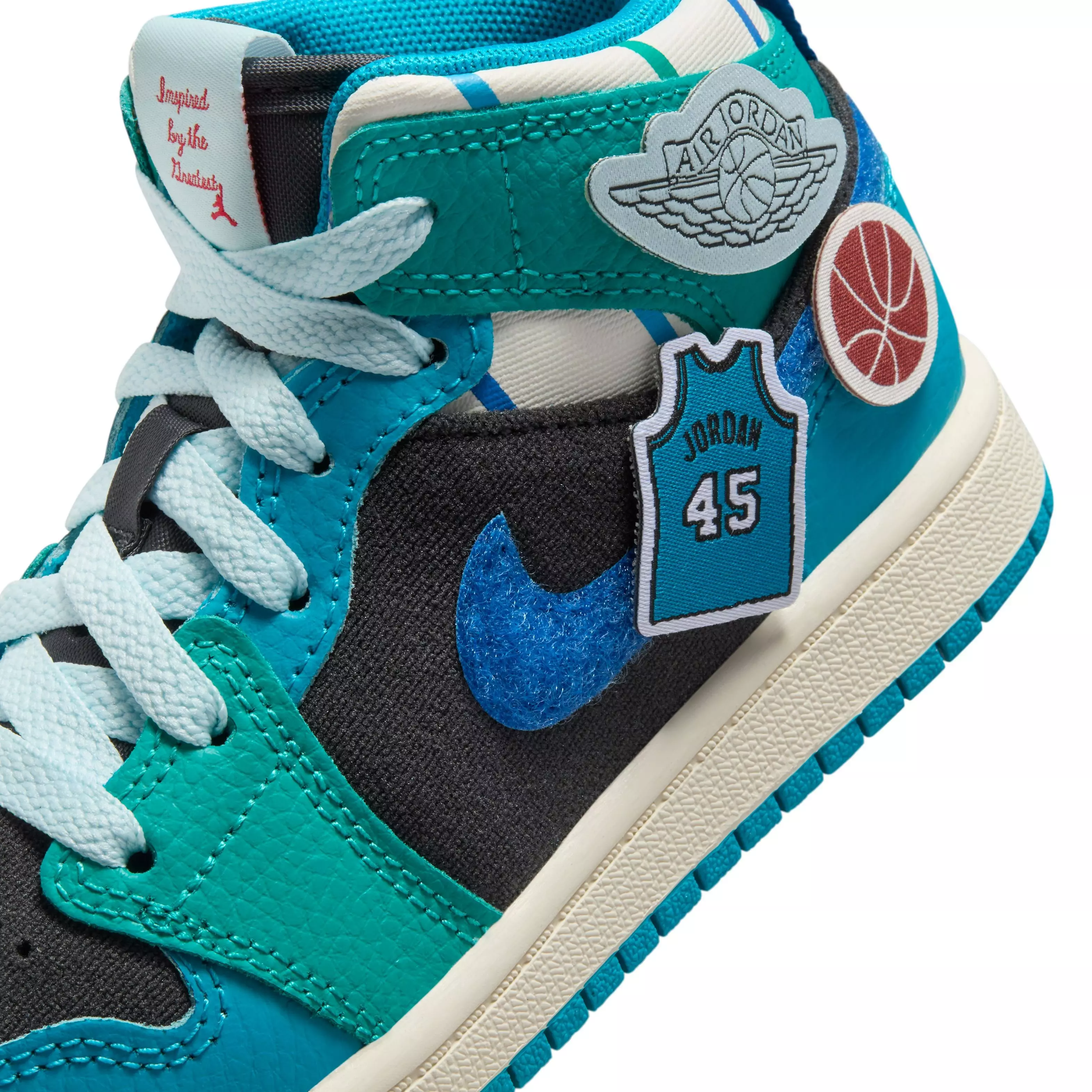 Jordan 1 Mid SS "Aqua" Preschool Kids' Shoe - ANTHRACITE/GLACIER BLUE/AQUATONE