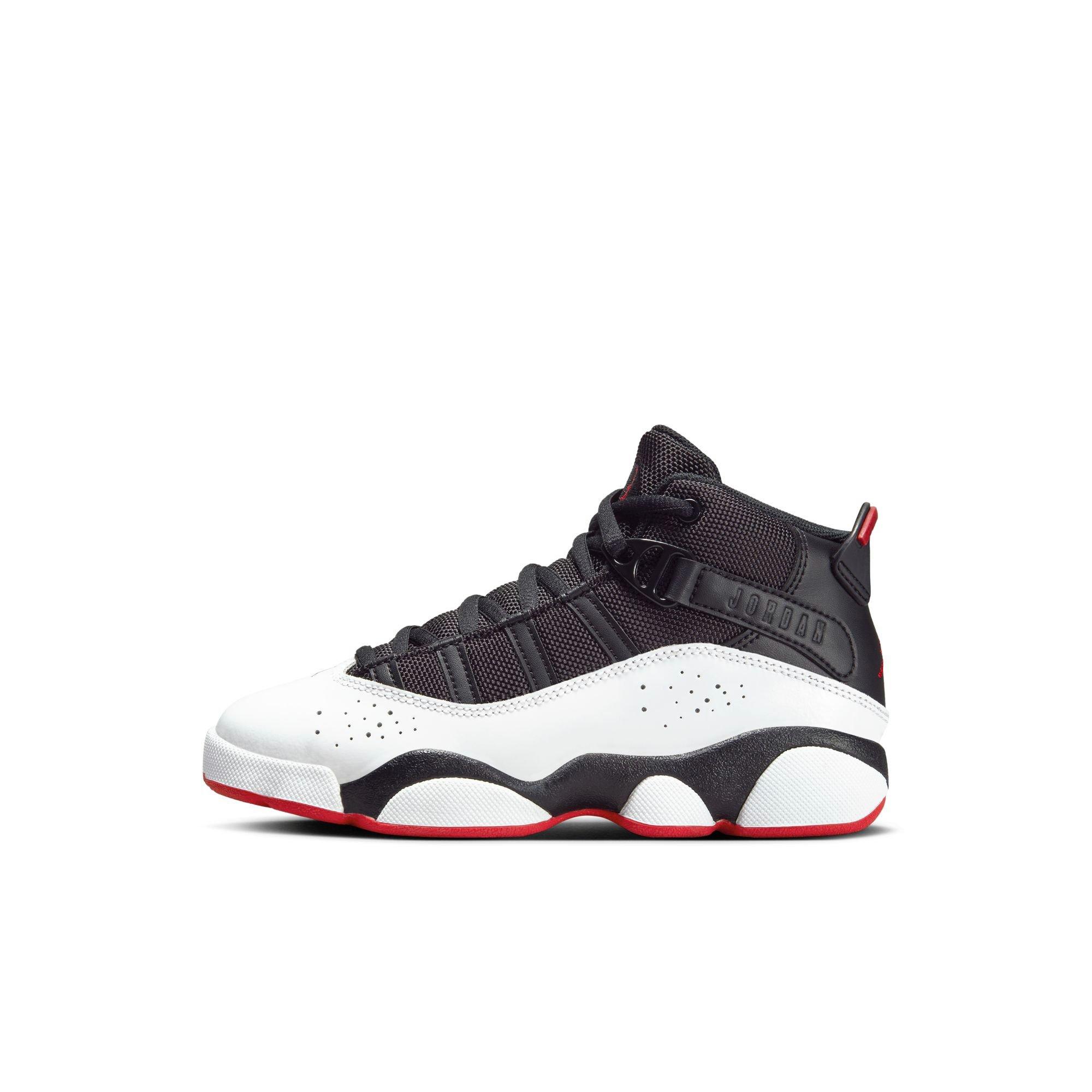 Jordan 6 Rings "Black/University Red" Preschool Boys' Shoe - WHITE/BLACK/RED Thumbnail View 3