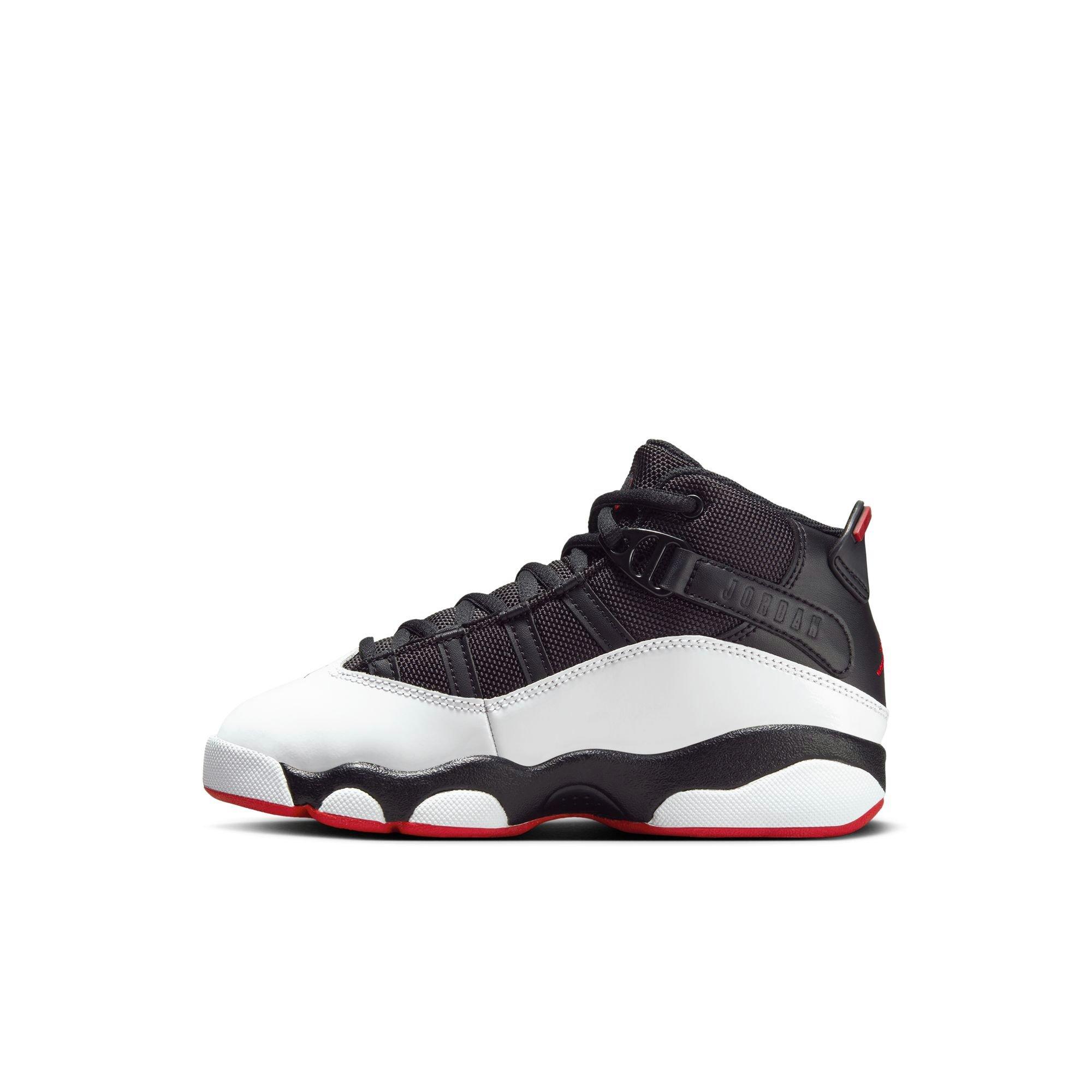 Jordan 6 Rings "Black/University Red" Preschool Boys' Shoe - WHITE/BLACK/RED Thumbnail View 4