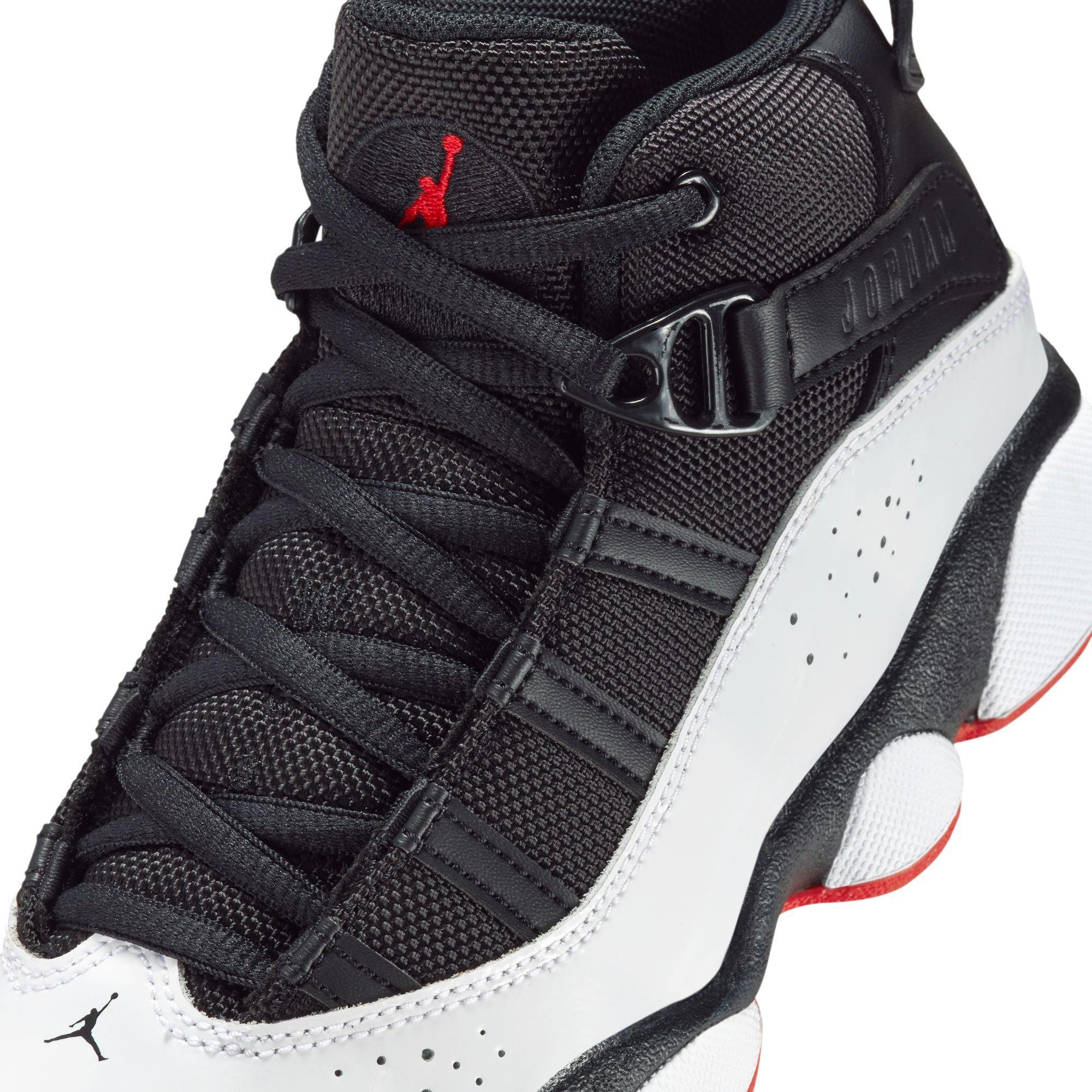 Jordan 6 Rings "Black/University Red" Preschool Boys' Shoe - WHITE/BLACK/RED Thumbnail View 9
