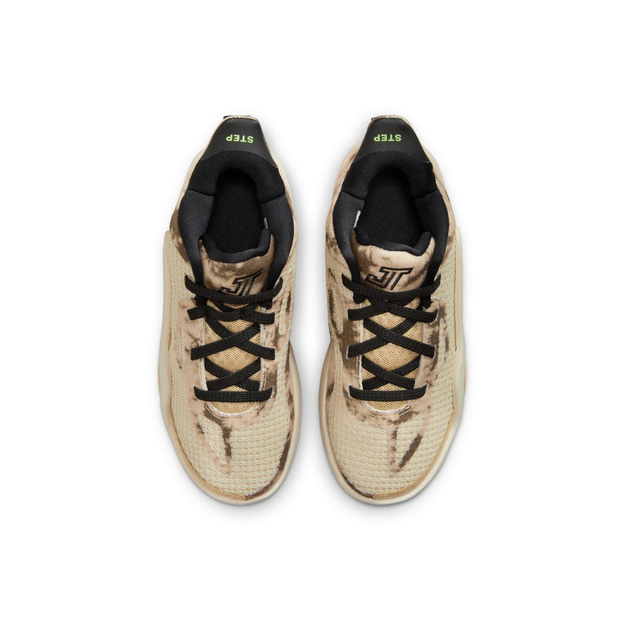 Jordan Tatum 1 "Desert Tie-Dye" Preschool Kids' Basketball Shoe - FOSSIL/BLACK/SESAME Thumbnail View 10