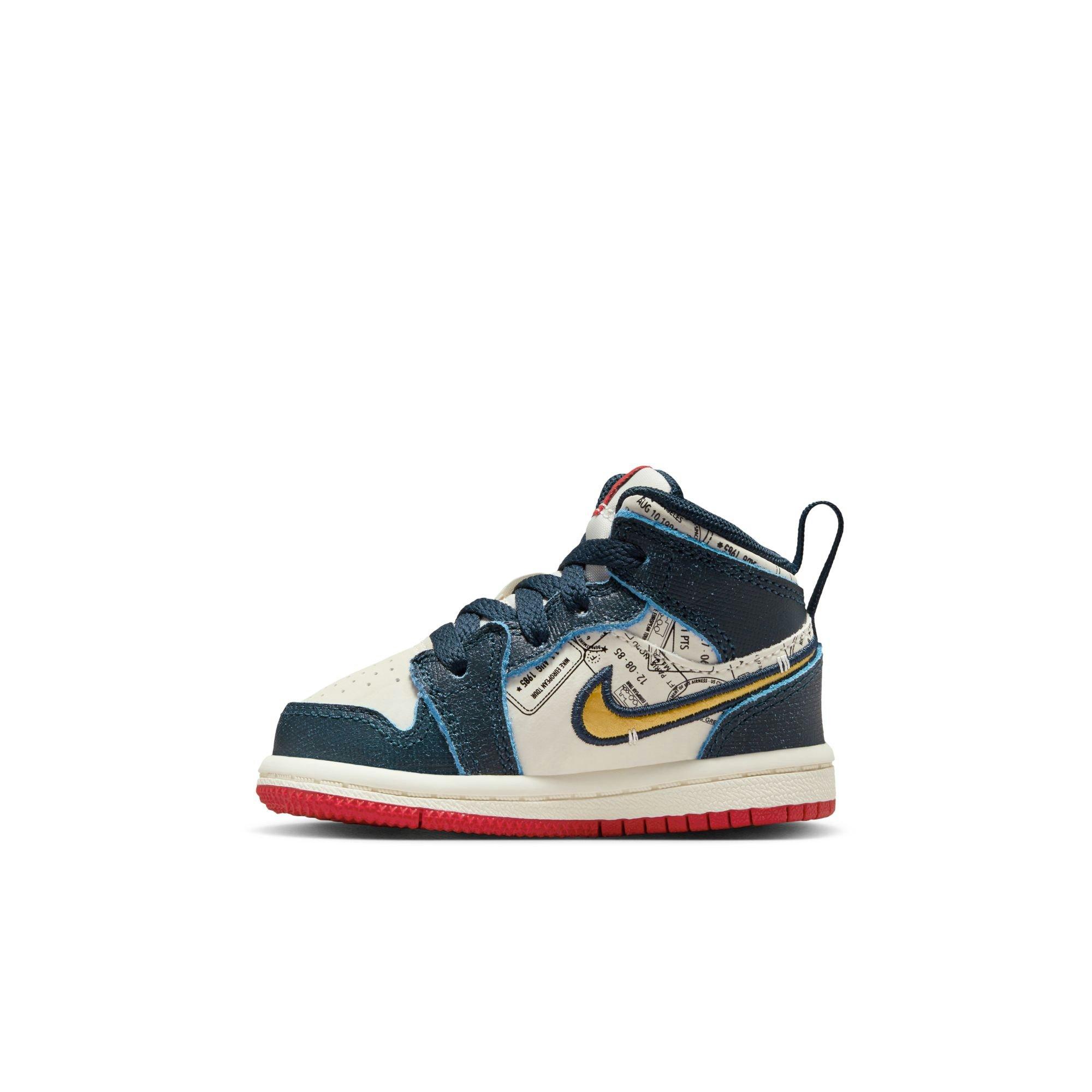 Jordan 1 Mid SE "Armory Navy/Metallic Gold/Pale Ivory" Toddler Boys' Shoe