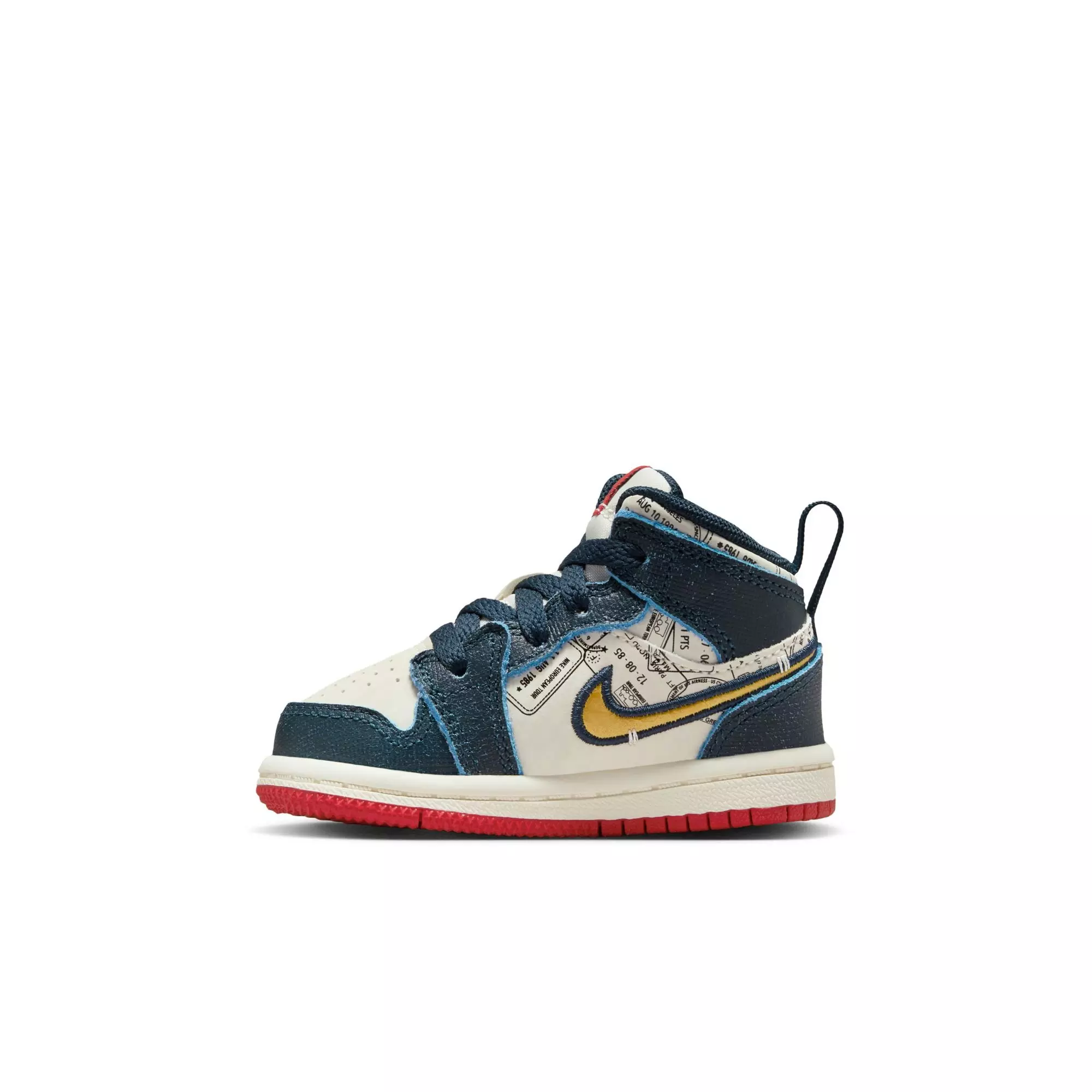 Jordan 1 Mid SE "Armory Navy/Metallic Gold/Pale Ivory" Toddler Boys' Shoe - NAVY/RED