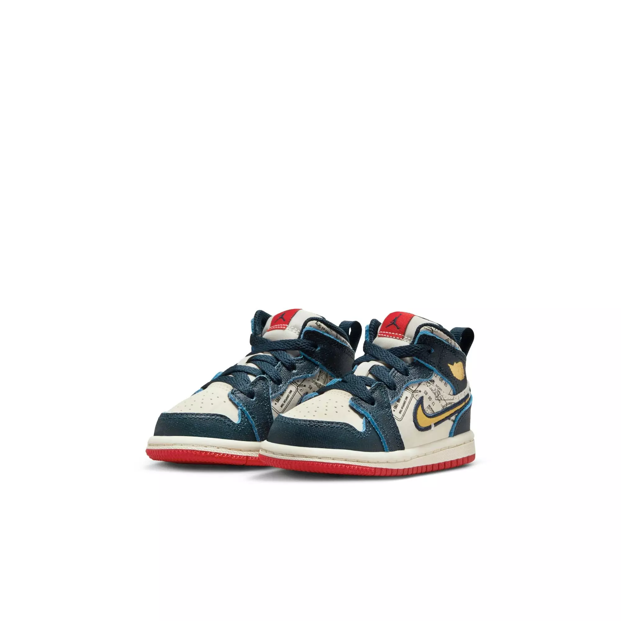 Jordan 1 Mid SE "Armory Navy/Metallic Gold/Pale Ivory" Toddler Boys' Shoe - NAVY/RED