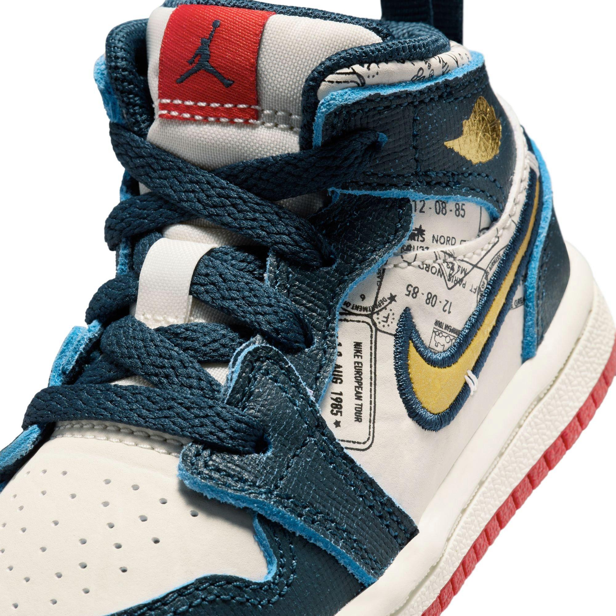 Jordan 1 Mid SE "Armory Navy/Metallic Gold/Pale Ivory" Toddler Boys' Shoe