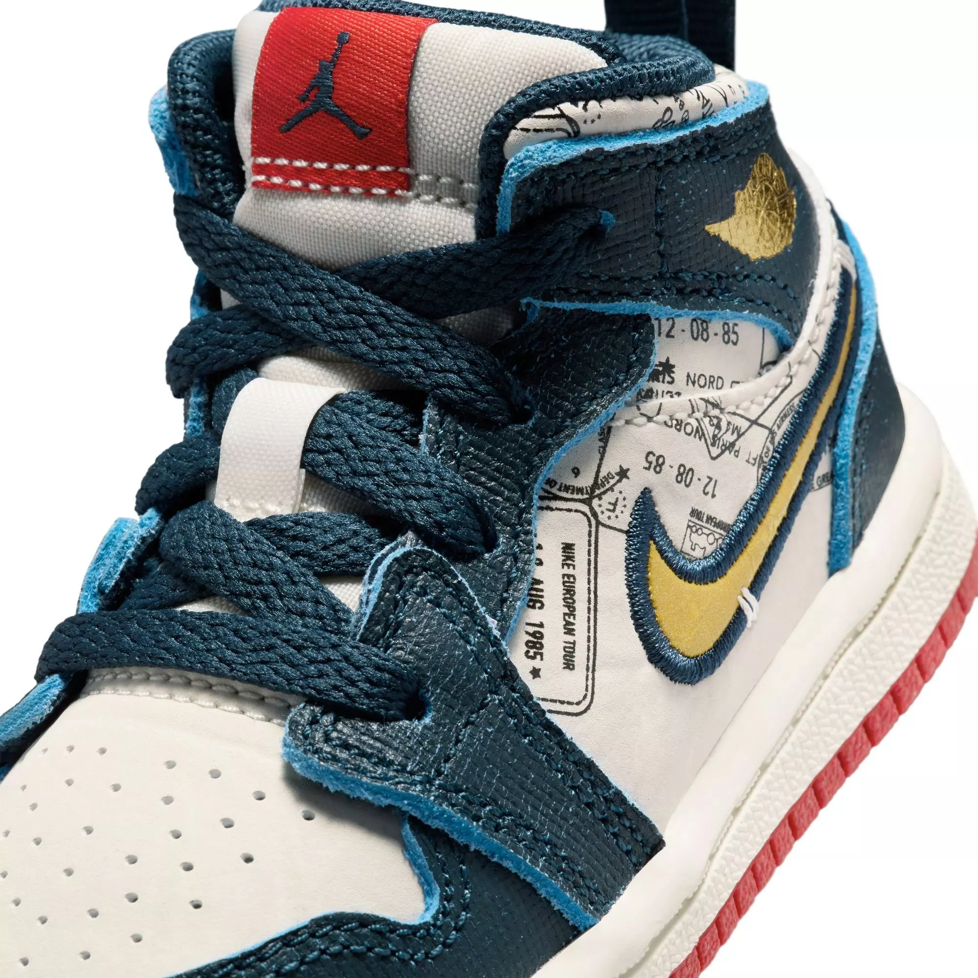 Jordan 1 Mid SE "Armory Navy/Metallic Gold/Pale Ivory" Toddler Boys' Shoe - NAVY/RED