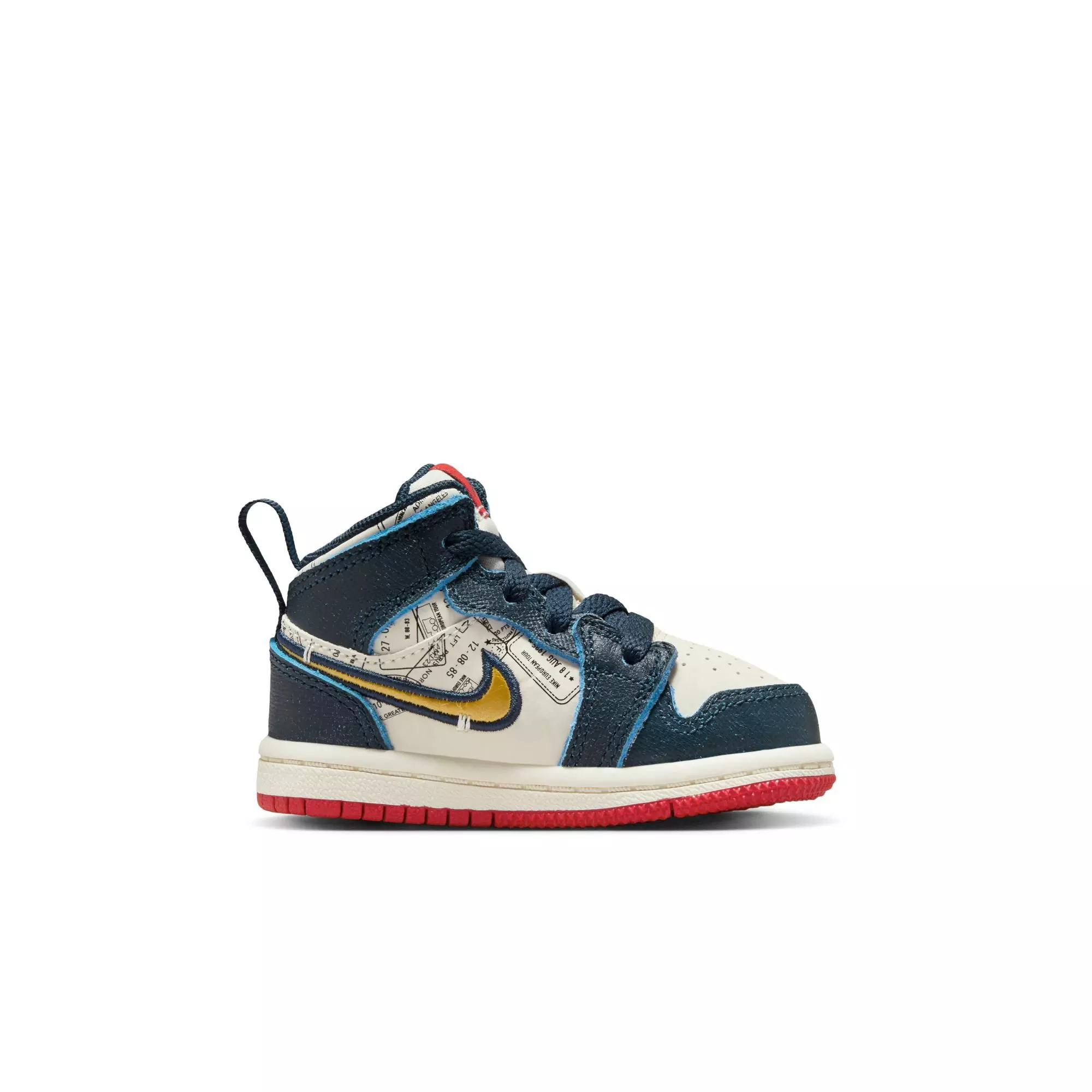 Jordan 1 Mid SE "Armory Navy/Metallic Gold/Pale Ivory" Toddler Boys' Shoe - NAVY/RED