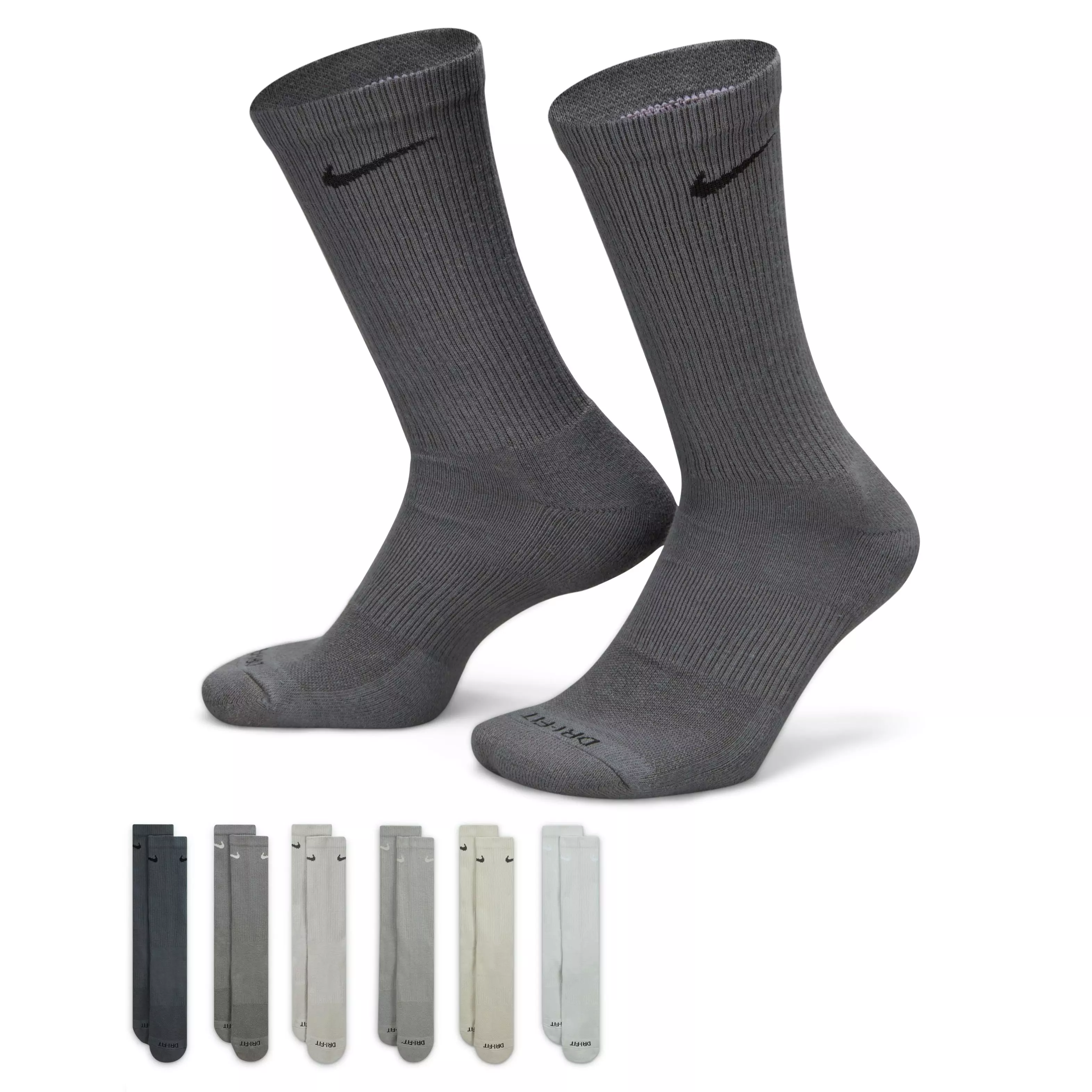 Nike Everyday Crew 6-Pack Socks - Grey