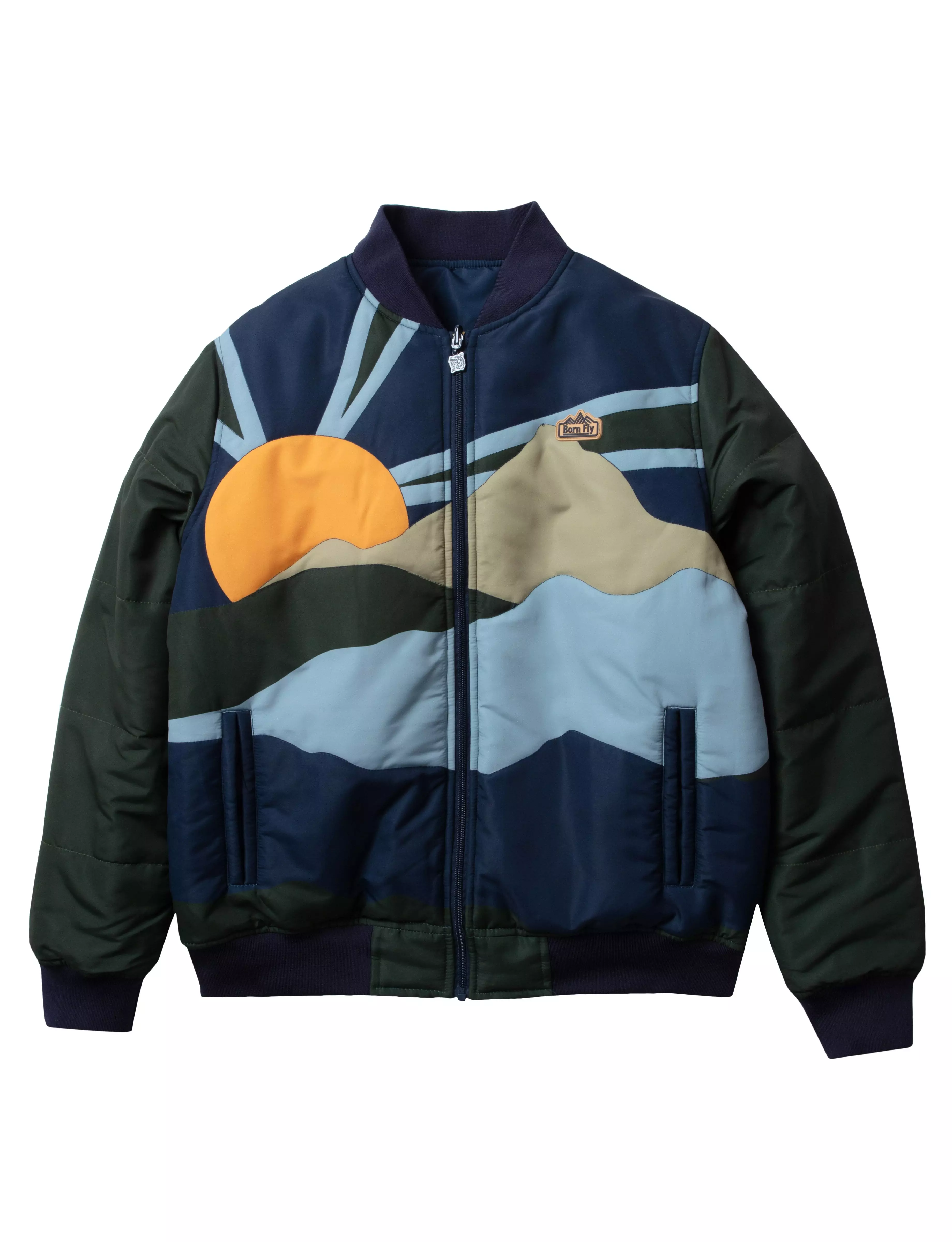 Born Fly Men's Kush Reversible Nylon Jacket - Navy - BLUE