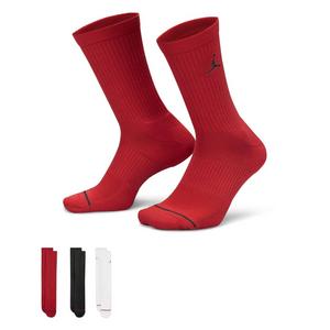 Jordan Everyday Crew Socks (3 Pairs)-Red/White/Black