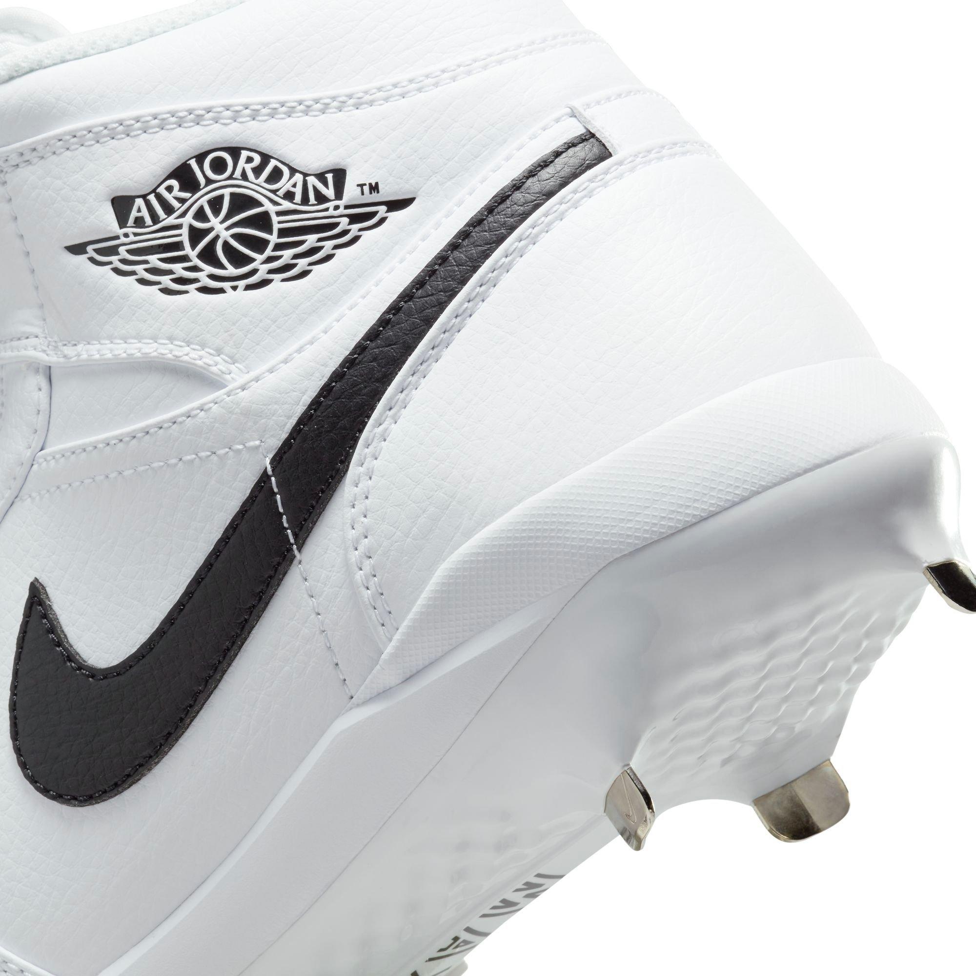 Jordan 1 Retro Metal "White/Black" Men's Baseball Cleat - WHITE/BLACK Thumbnail View 10