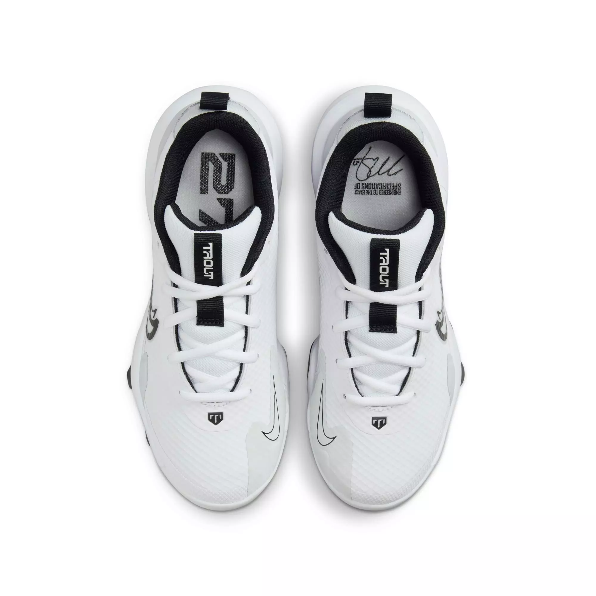 Nike Force Zoom Trout 9 Pro MCS "White/Black/Pure Platinum" Grade School Boys' Baseball Cleat - WHITE/BLACK