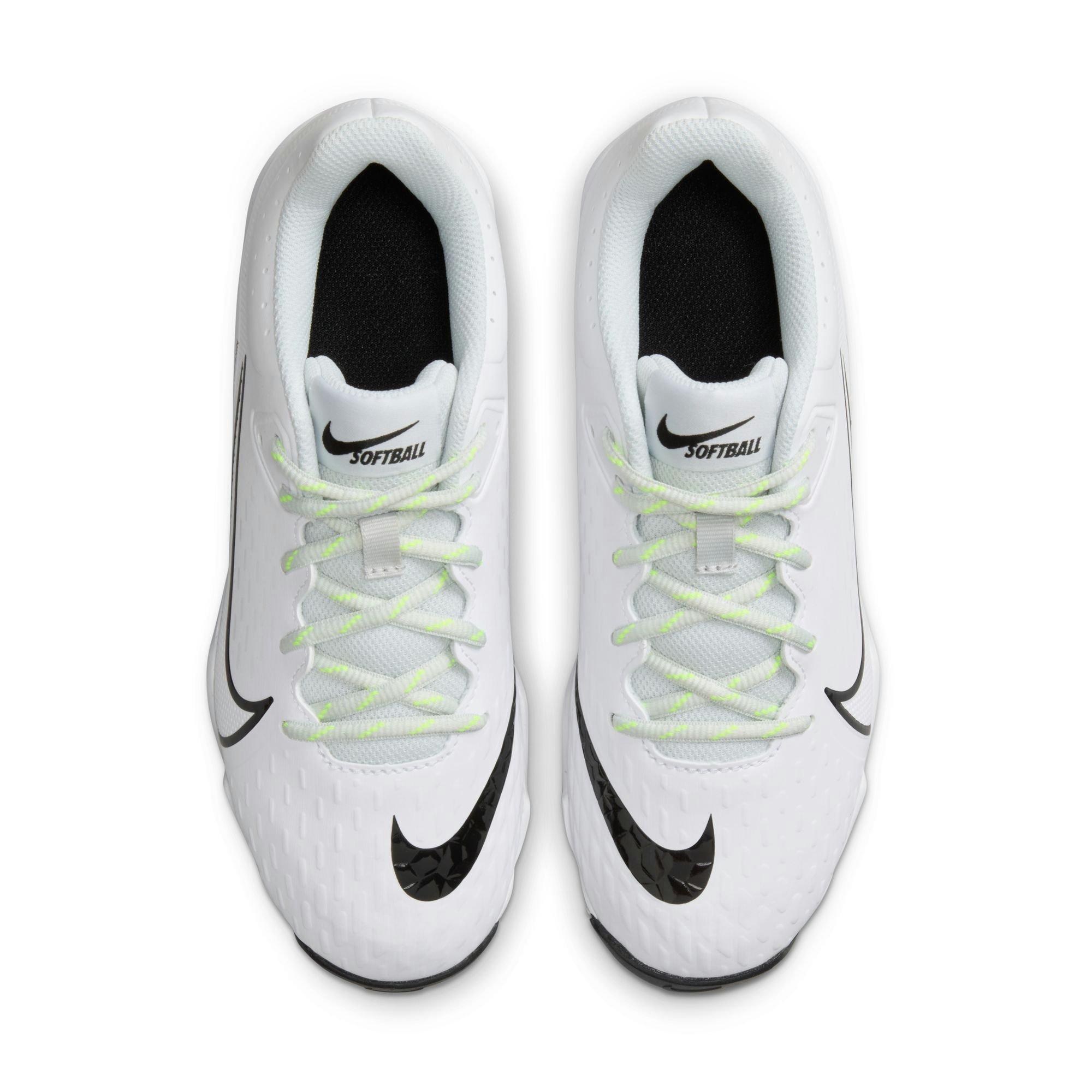 Nike Hyperdiamond 4 Keystone "White/Black/Photon Dust/Volt" Women's Softball Cleat - WHITE/BLACK Thumbnail View 6