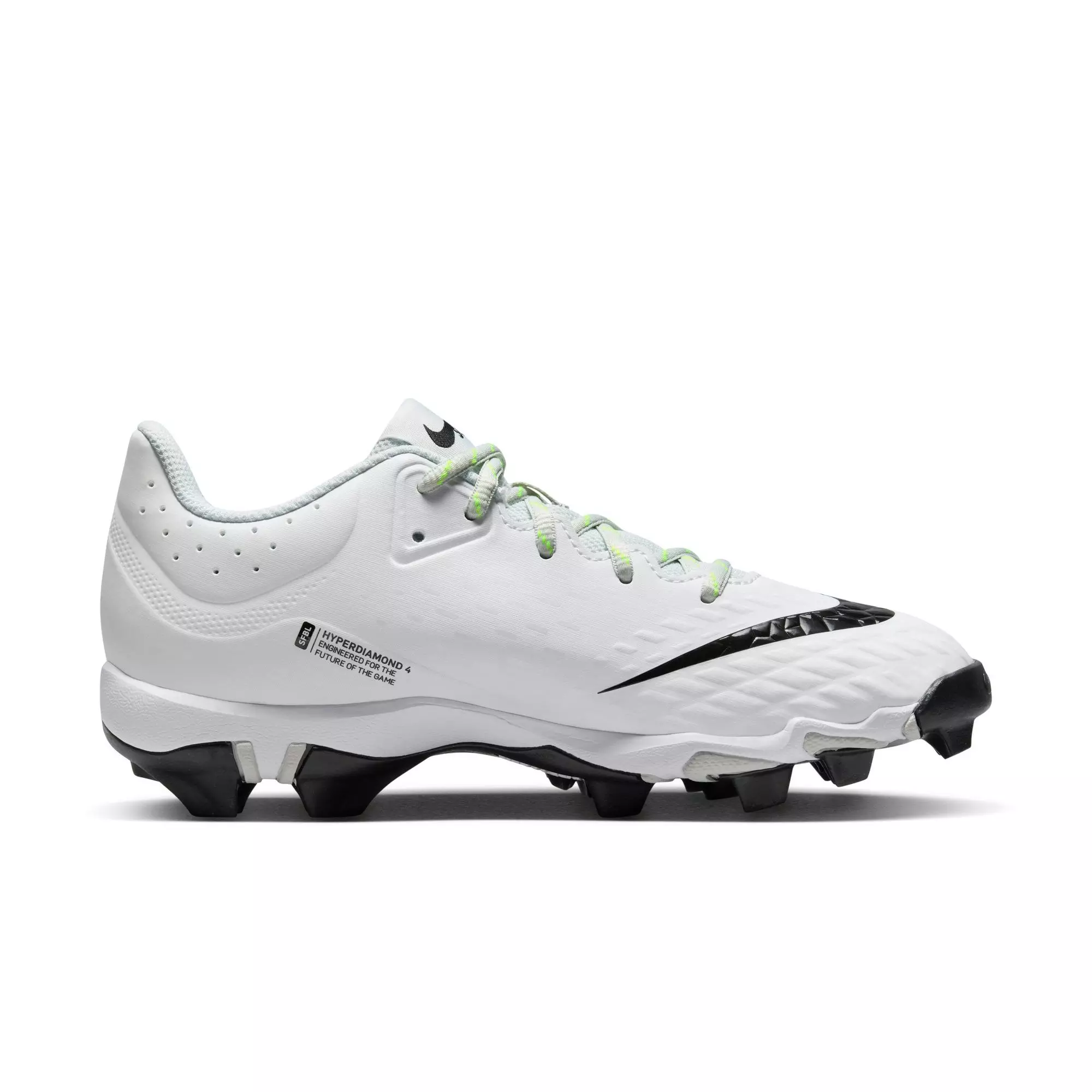 Nike Hyperdiamond 4 Keystone "White/Black/Photon Dust/Volt" Women's Softball Cleat - WHITE/BLACK