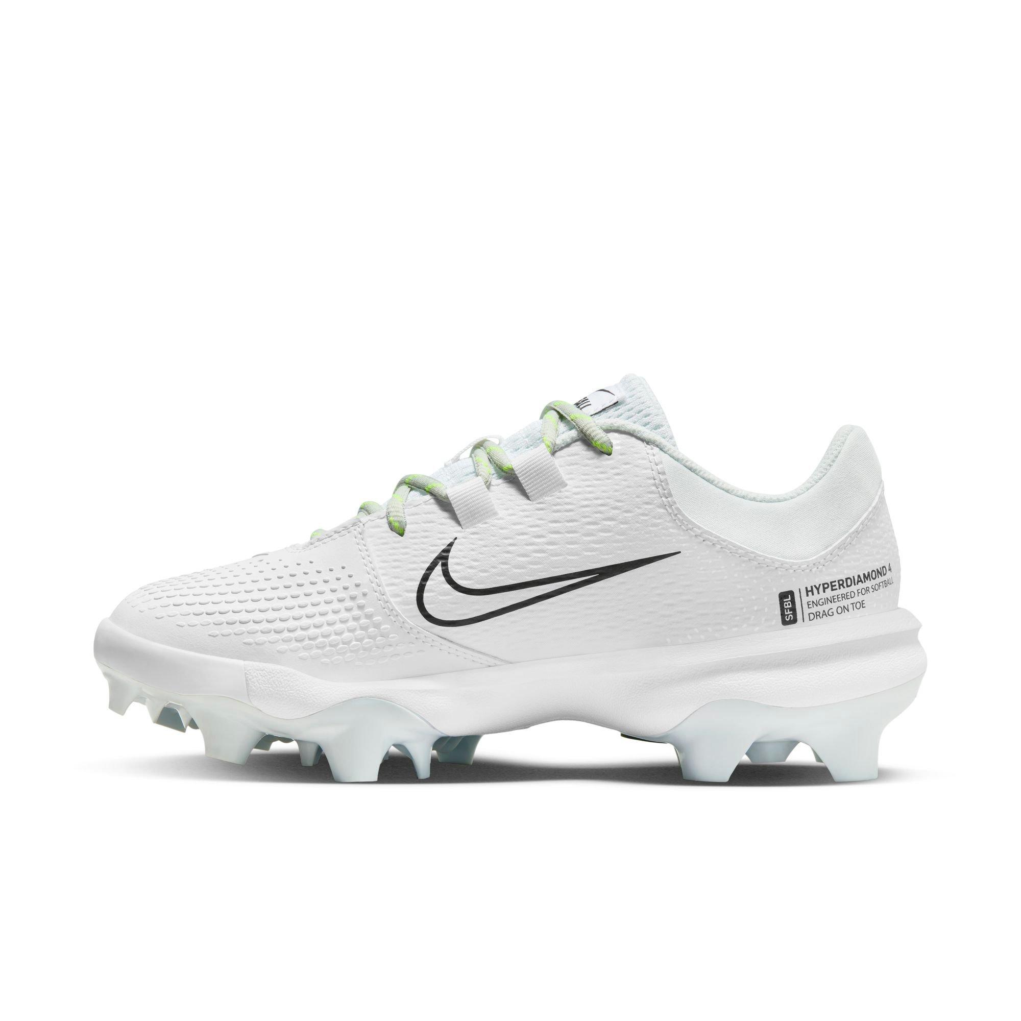 Nike Hyperdiamond 4 Pro MCS "White/Black/Photon Dust/Volt" Women's Softball Cleat - WHITE/BLACK Thumbnail View 3