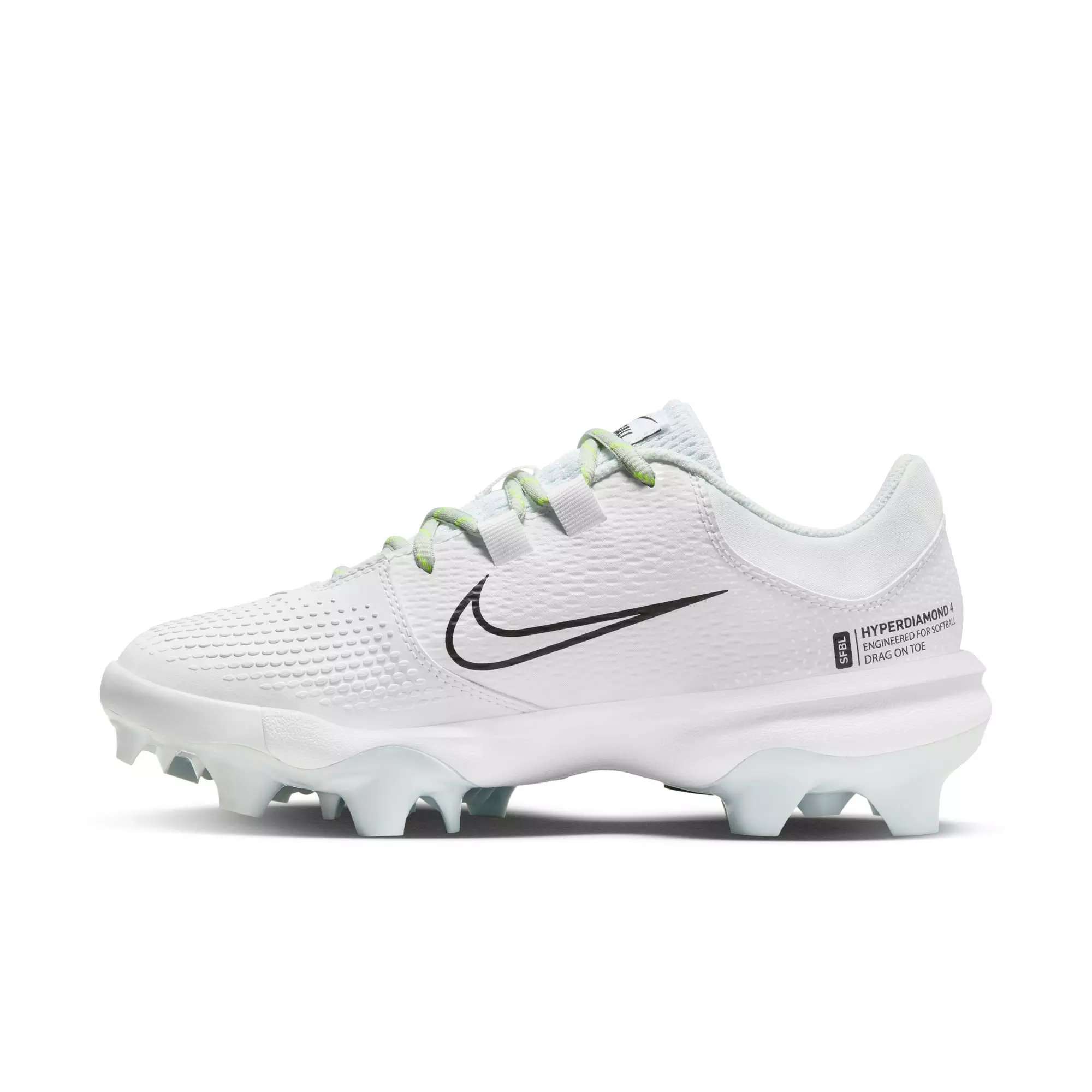 Nike Hyperdiamond 4 Pro MCS "White/Black/Photon Dust/Volt" Women's Softball Cleat - WHITE/BLACK