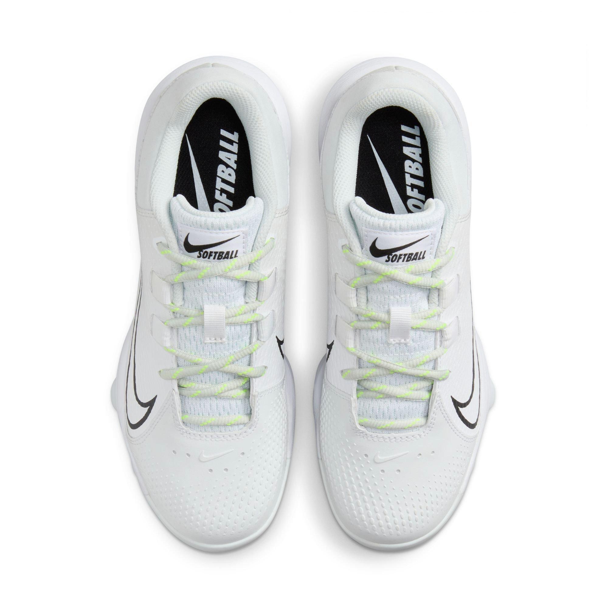 Nike Hyperdiamond 4 Pro MCS "White/Black/Photon Dust/Volt" Women's Softball Cleat - WHITE/BLACK Thumbnail View 6