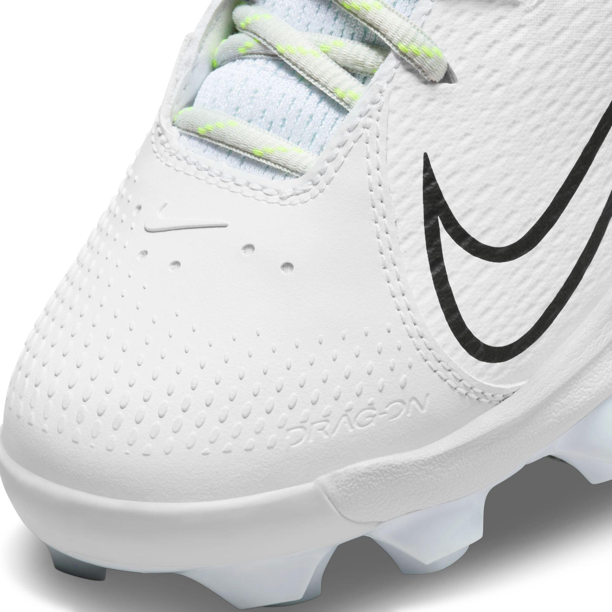 Nike Hyperdiamond 4 Pro MCS "White/Black/Photon Dust/Volt" Women's Softball Cleat - WHITE/BLACK Thumbnail View 8
