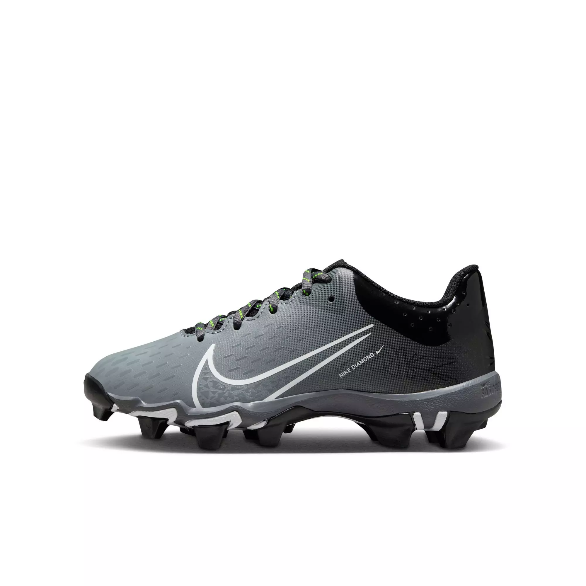 Nike Hyperdiamond 4 Keystone GG "Black/White/Cool Grey/Volt" Grade School Girls' Softball Cleat - BLACK/WHITE