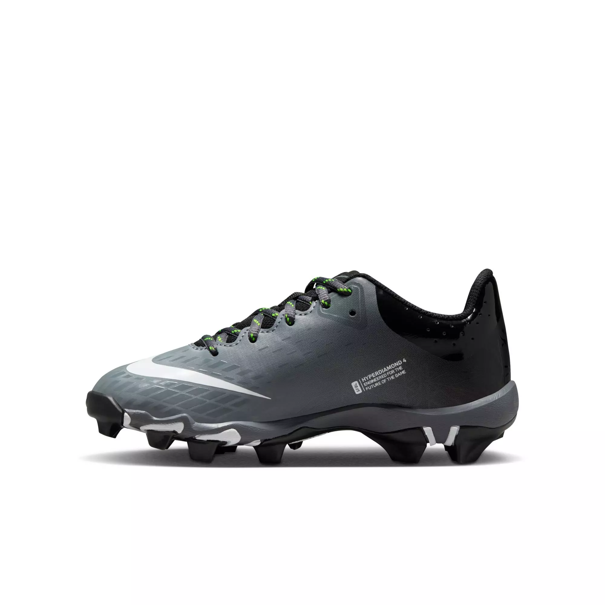 Nike Hyperdiamond 4 Keystone GG "Black/White/Cool Grey/Volt" Grade School Girls' Softball Cleat - BLACK/WHITE