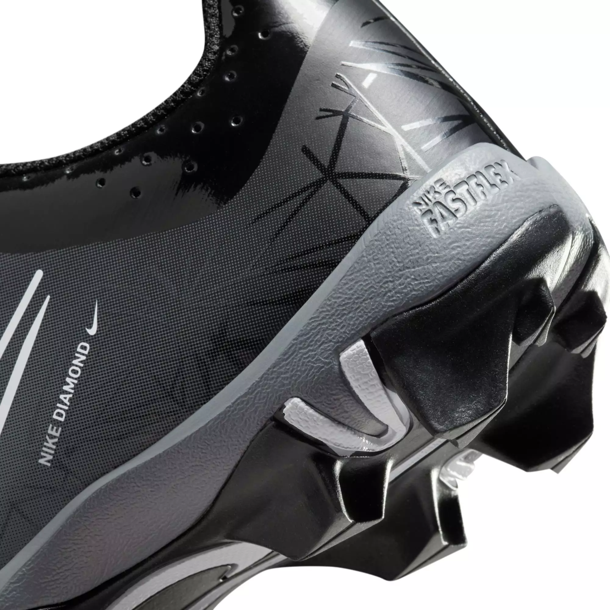 Nike Hyperdiamond 4 Keystone GG "Black/White/Cool Grey/Volt" Grade School Girls' Softball Cleat - BLACK/WHITE