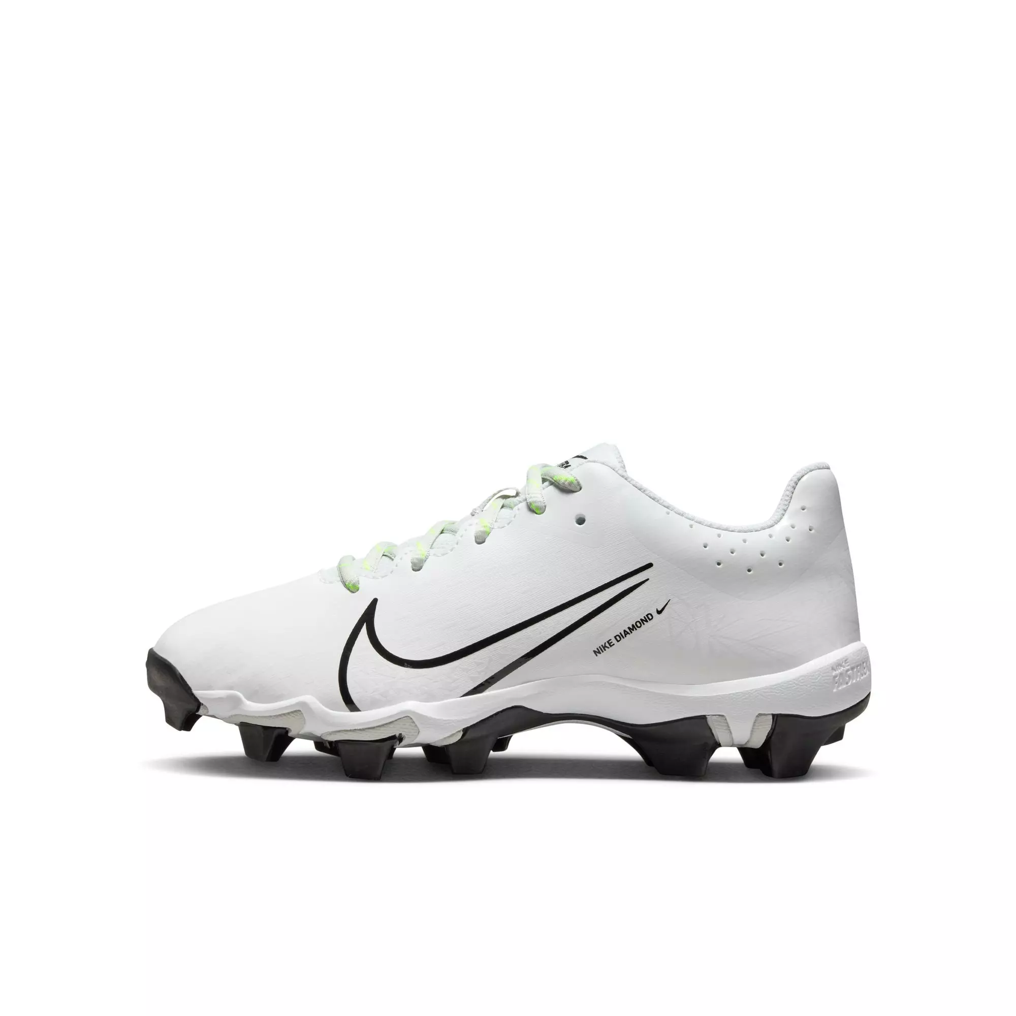 Nike Hyperdiamond 4 Keystone GG "White/Black/Photon Dust/Volt" Grade School Girls' Softball Cleat - WHITE/BLACK