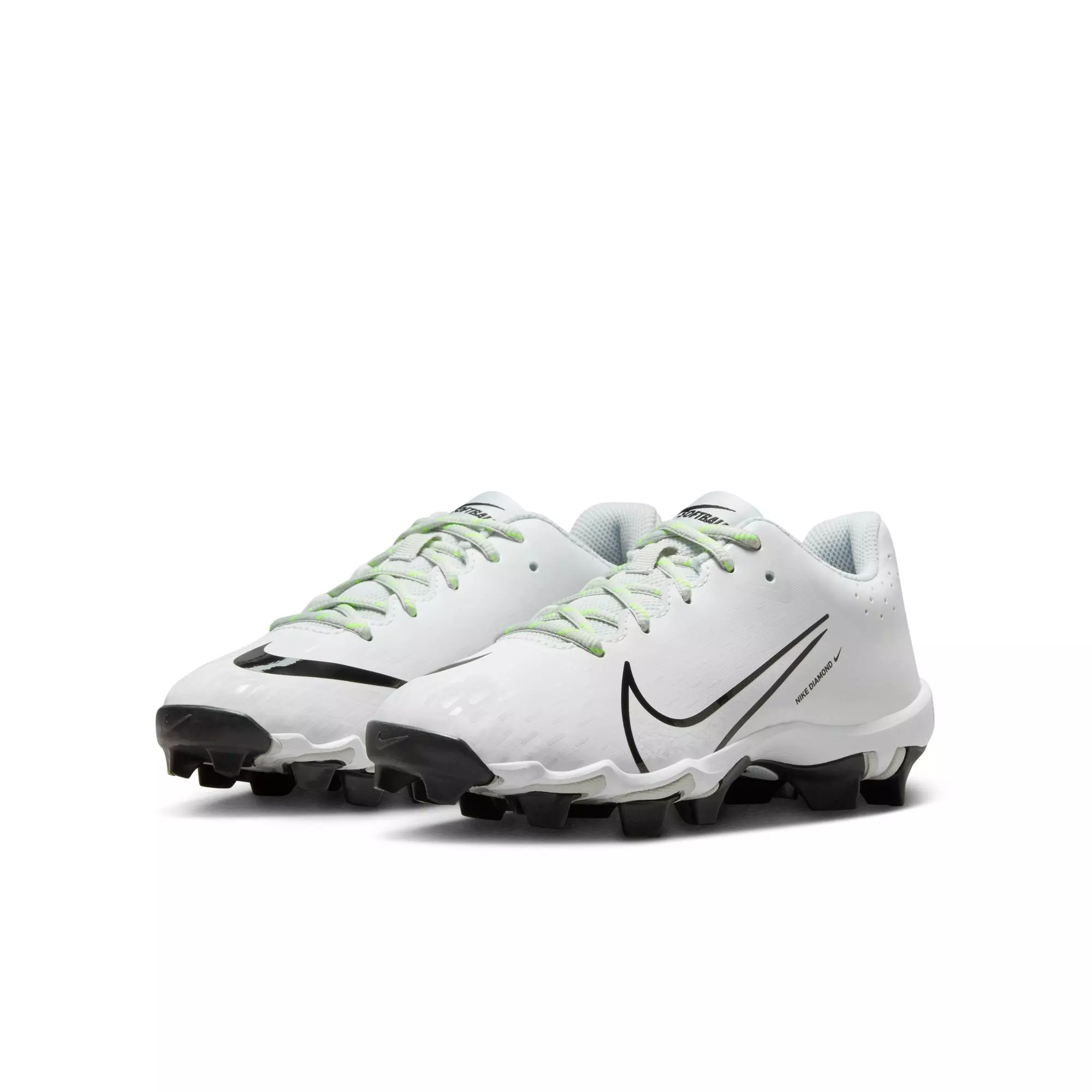 Nike Hyperdiamond 4 Keystone GG "White/Black/Photon Dust/Volt" Grade School Girls' Softball Cleat - WHITE/BLACK