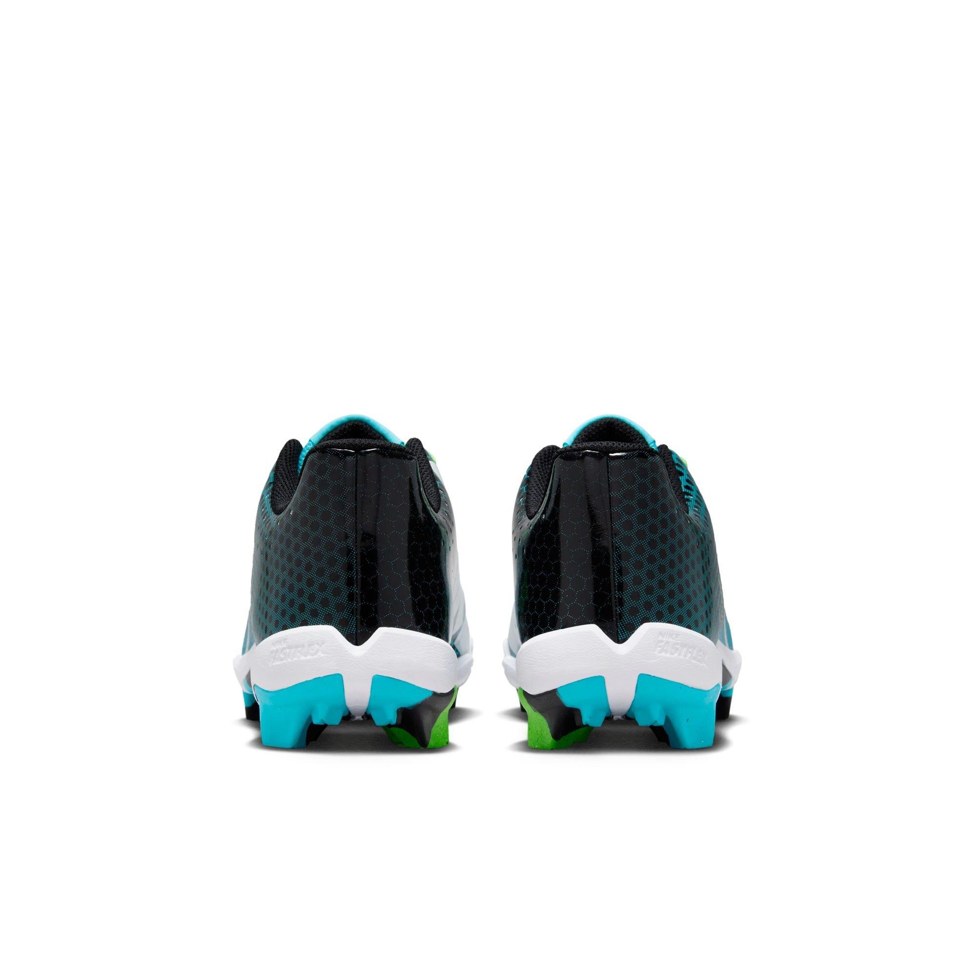 Nike Hyperdiamond 4 Keystone GG "Black/White/Baltic Blue/Green Strike" Preschool Girls' Softball Cleat