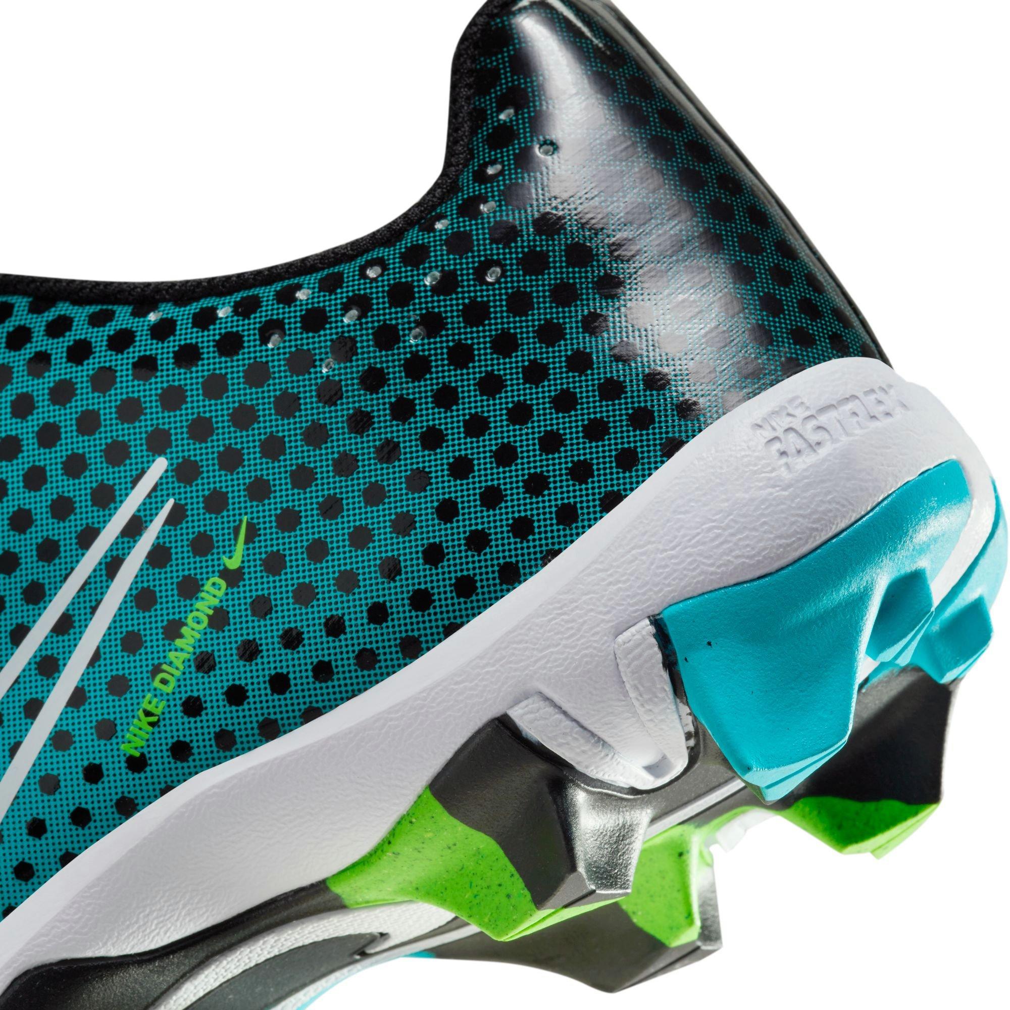 Nike Hyperdiamond 4 Keystone GG "Black/White/Baltic Blue/Green Strike" Preschool Girls' Softball Cleat