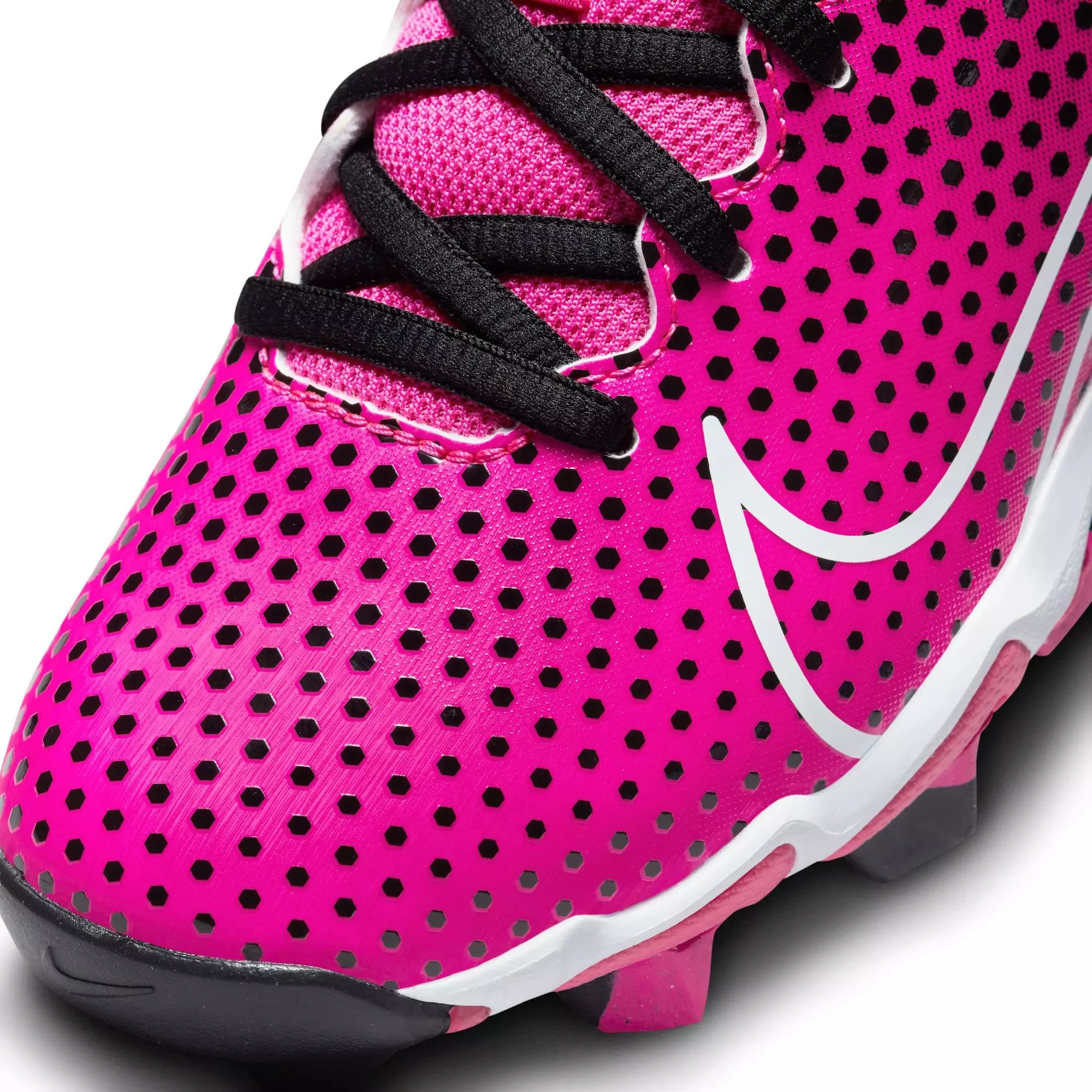 Nike Hyperdiamond 4 Keystone GG "Black/White/Fierce Pink" Preschool Girls' Softball Cleat - BLACK/PINK