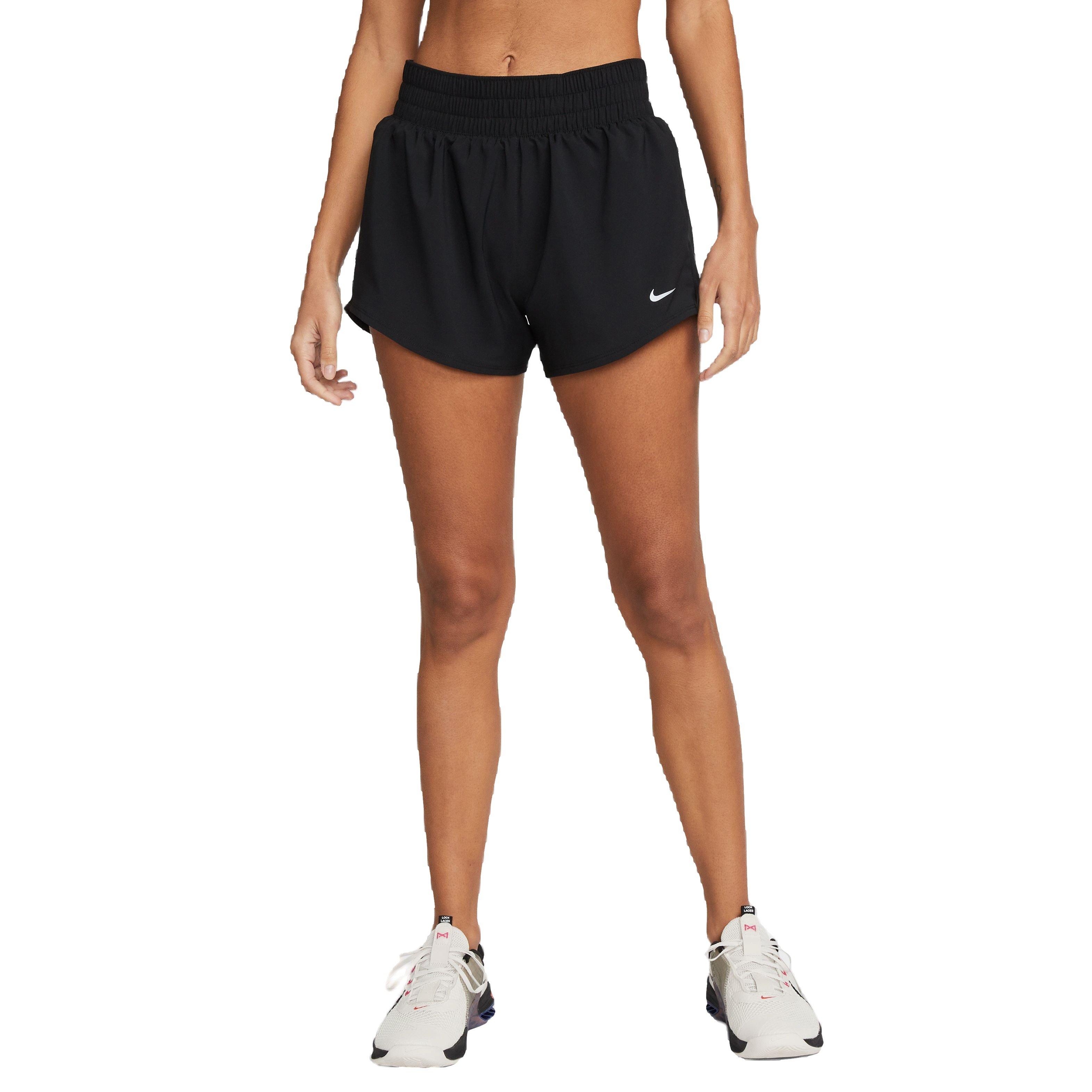 Nike Women's One Dri-FIT Mid-Rise 3" Lightweight Brief-Lined Shorts - Black - BLACK Thumbnail View 3