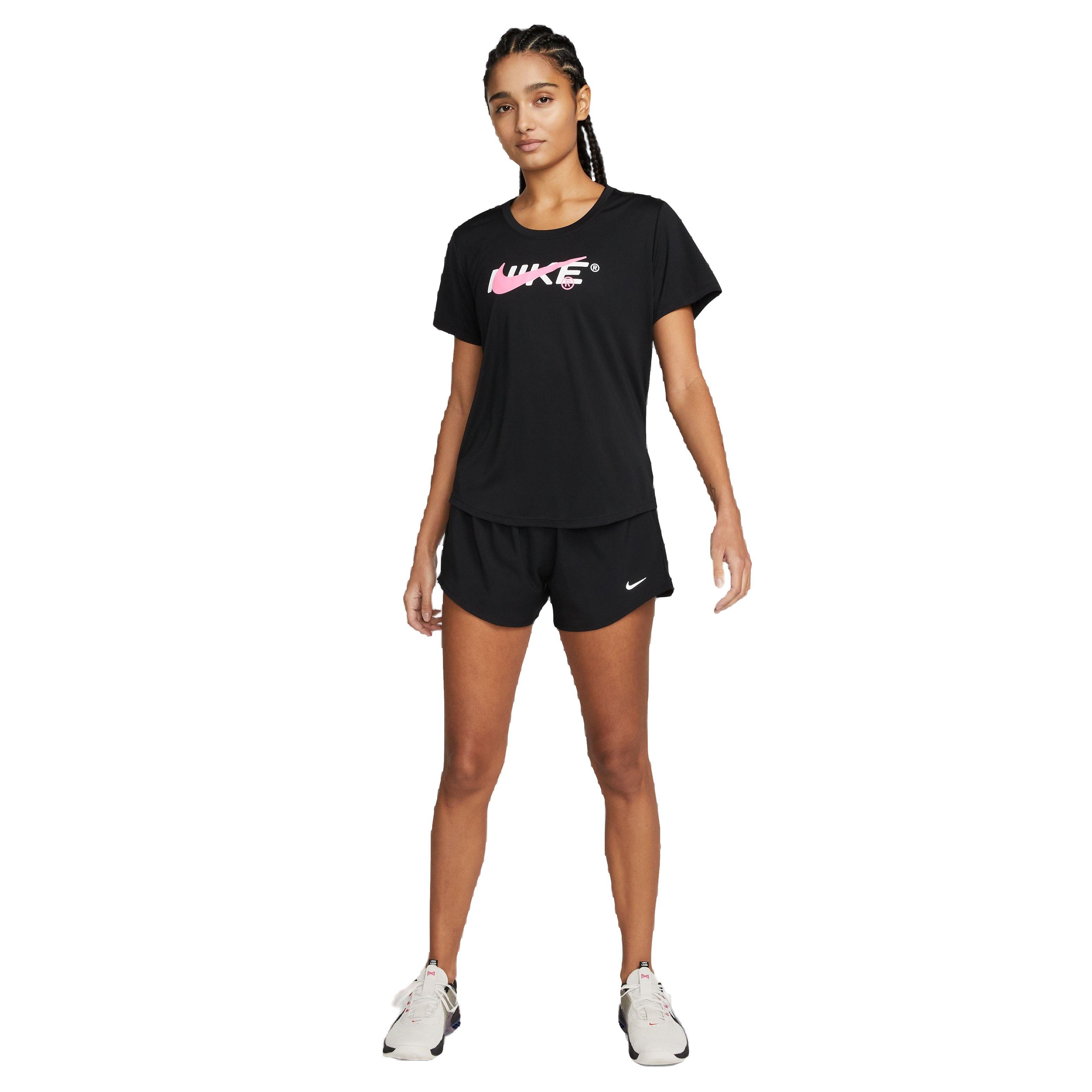 Nike Women's One Dri-FIT Mid-Rise 3" Lightweight Brief-Lined Shorts - Black - BLACK Thumbnail View 6