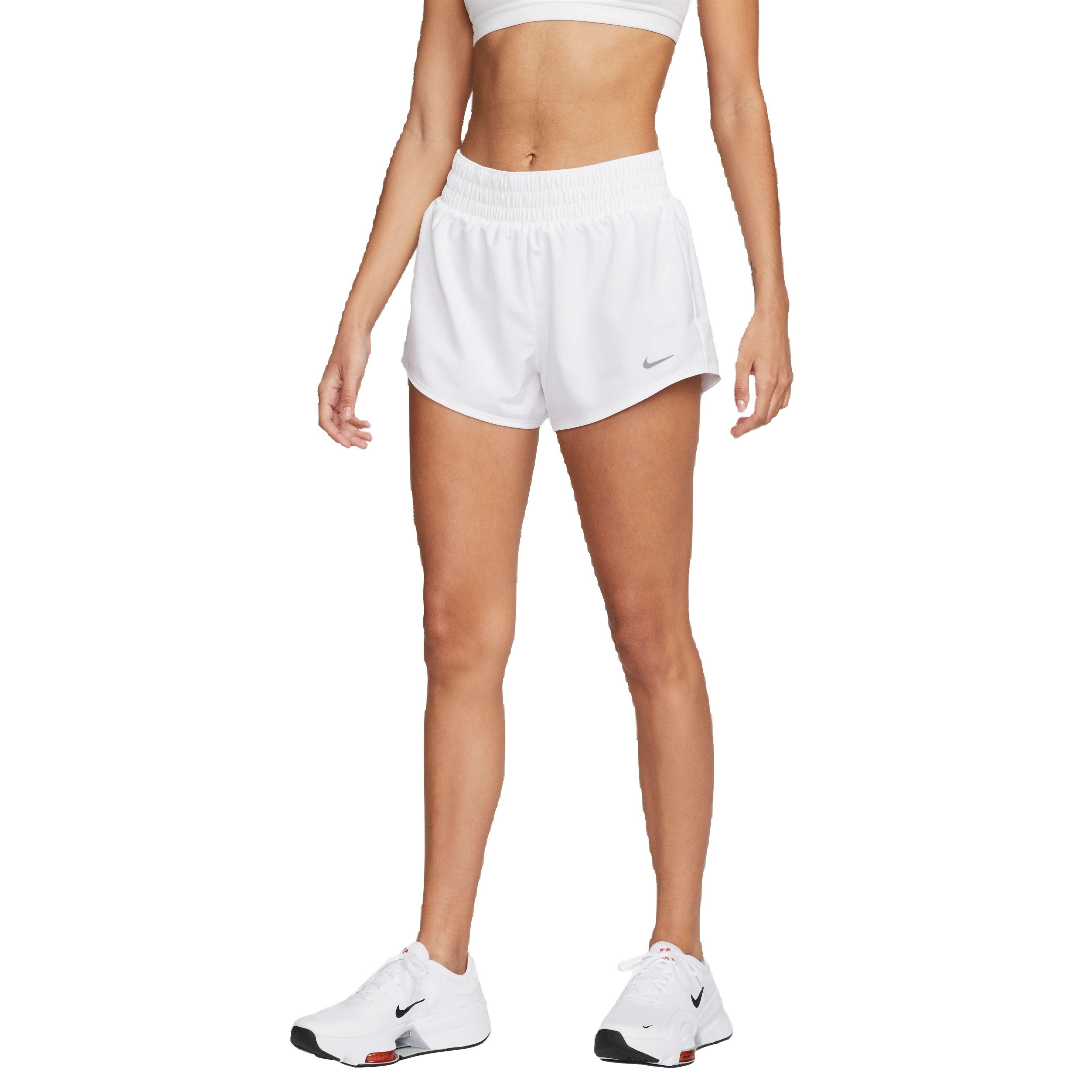 Nike Women's One Dri-FIT Mid-Rise 3" Brief-Line Shorts-White - WHITE Thumbnail View 1