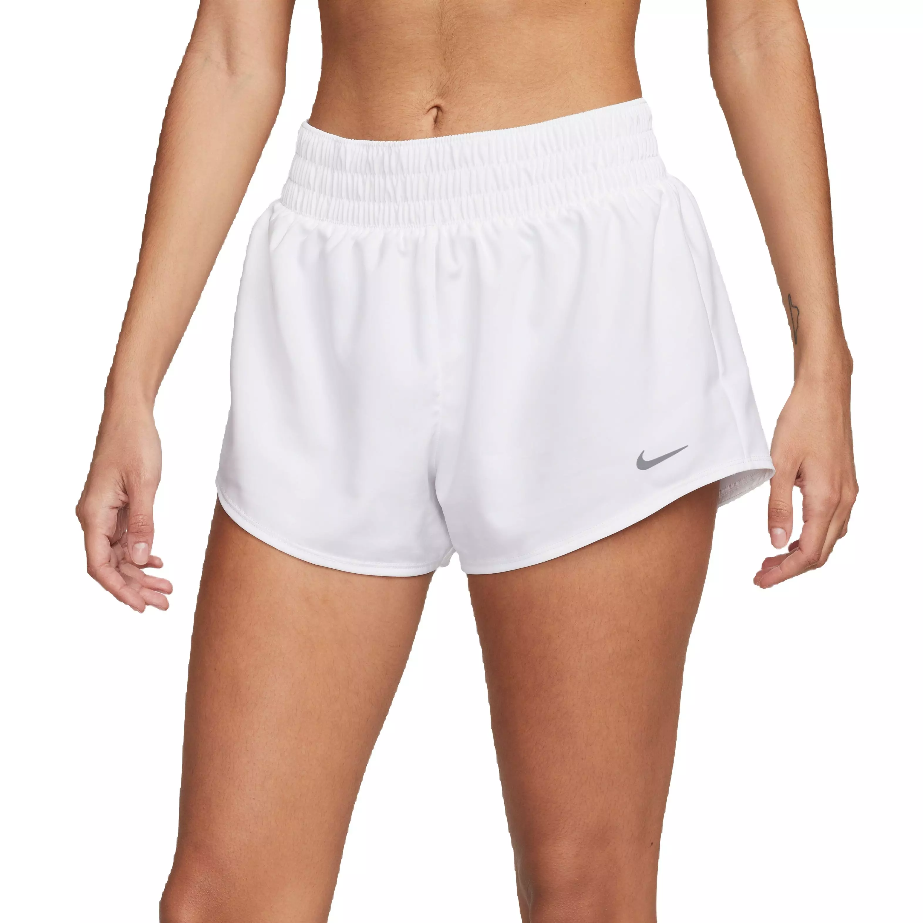 Nike Women's One Dri-FIT Mid-Rise 3" Brief-Line Shorts-White - WHITE