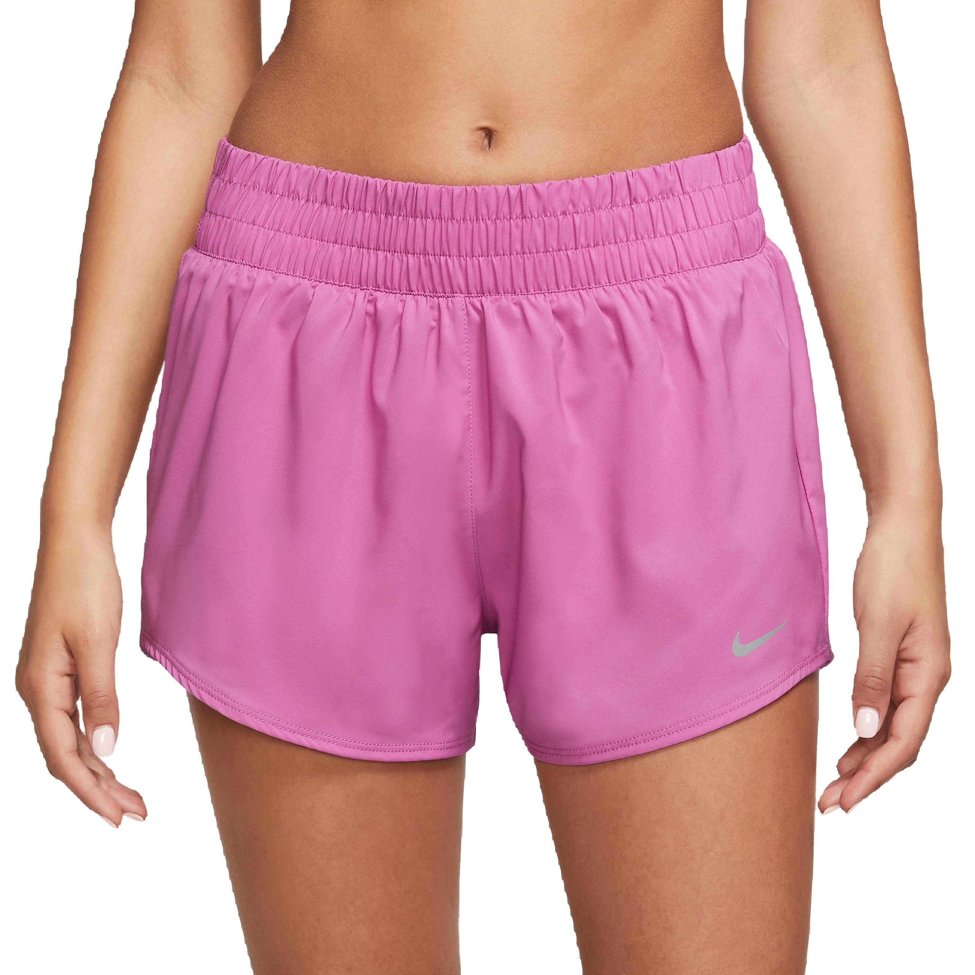 Nike Women's One Dri-FIT Mid-Rise 3" Brief-Line Shorts-Pink - PINK Thumbnail View 1