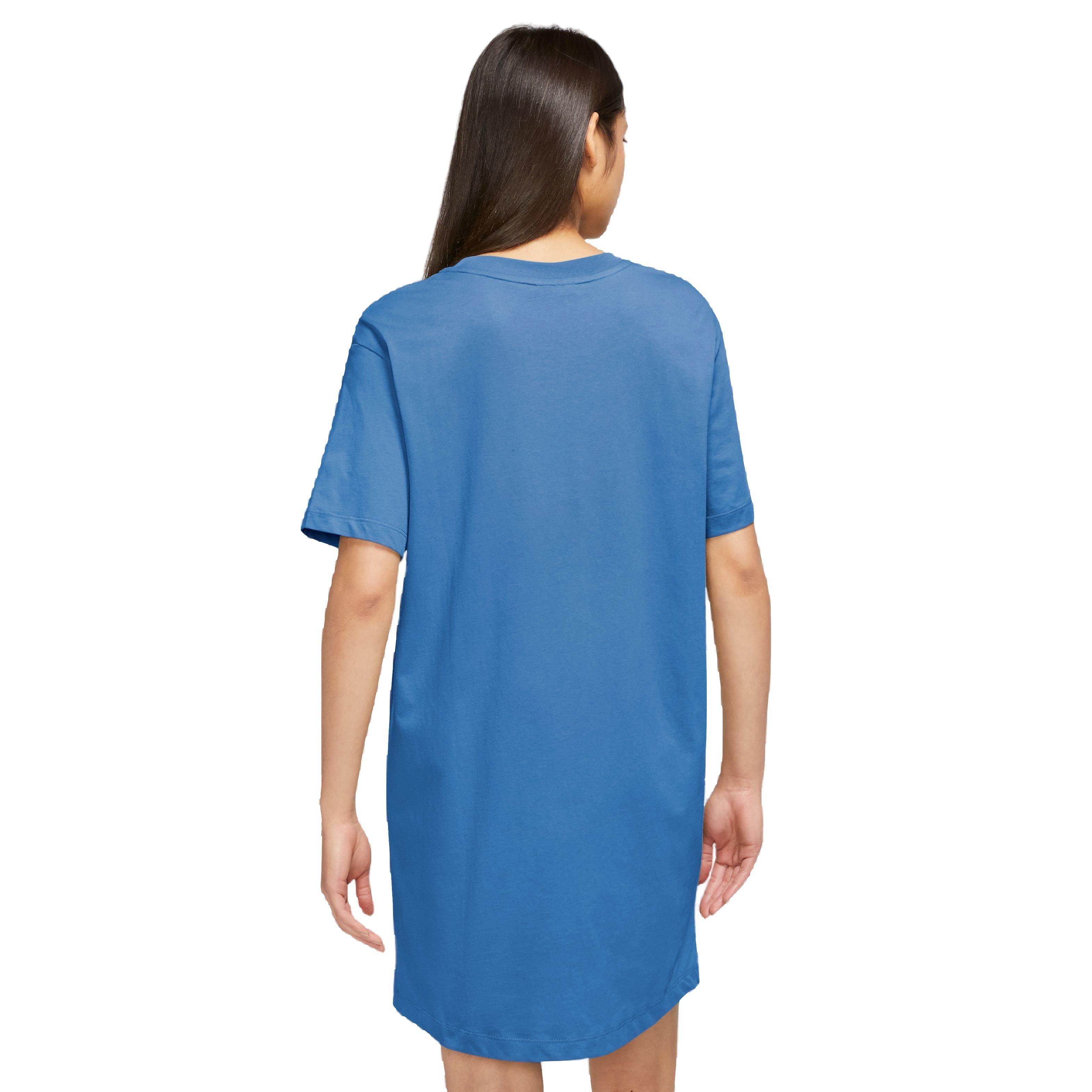 Nike Women's Sportswear Essential Short-Sleeve T-Shirt Dress - BLUE Thumbnail View 2