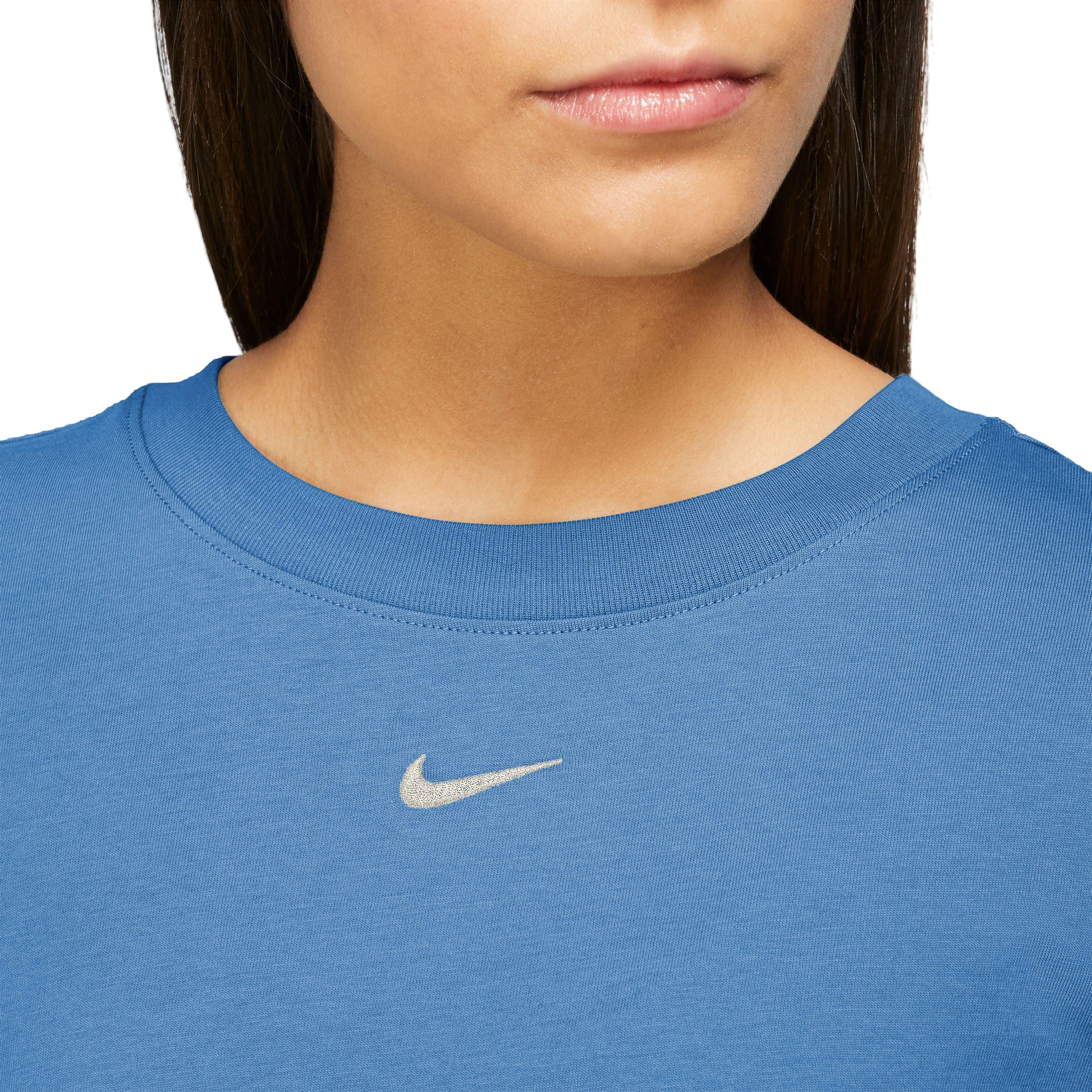 Nike Women's Sportswear Essential Short-Sleeve T-Shirt Dress - BLUE Thumbnail View 3