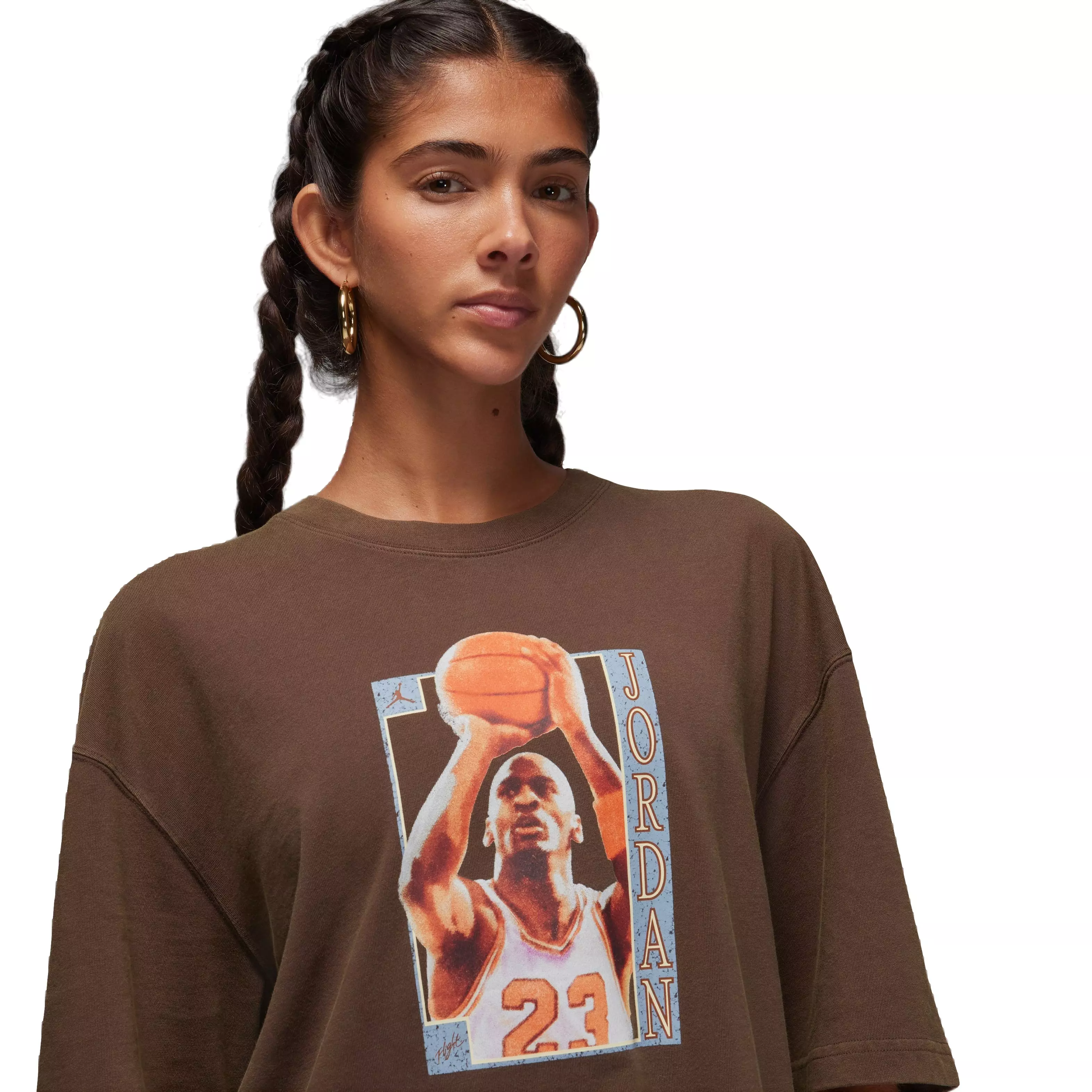 Jordan Women's Oversized Graphic Tee-Brown - BROWN