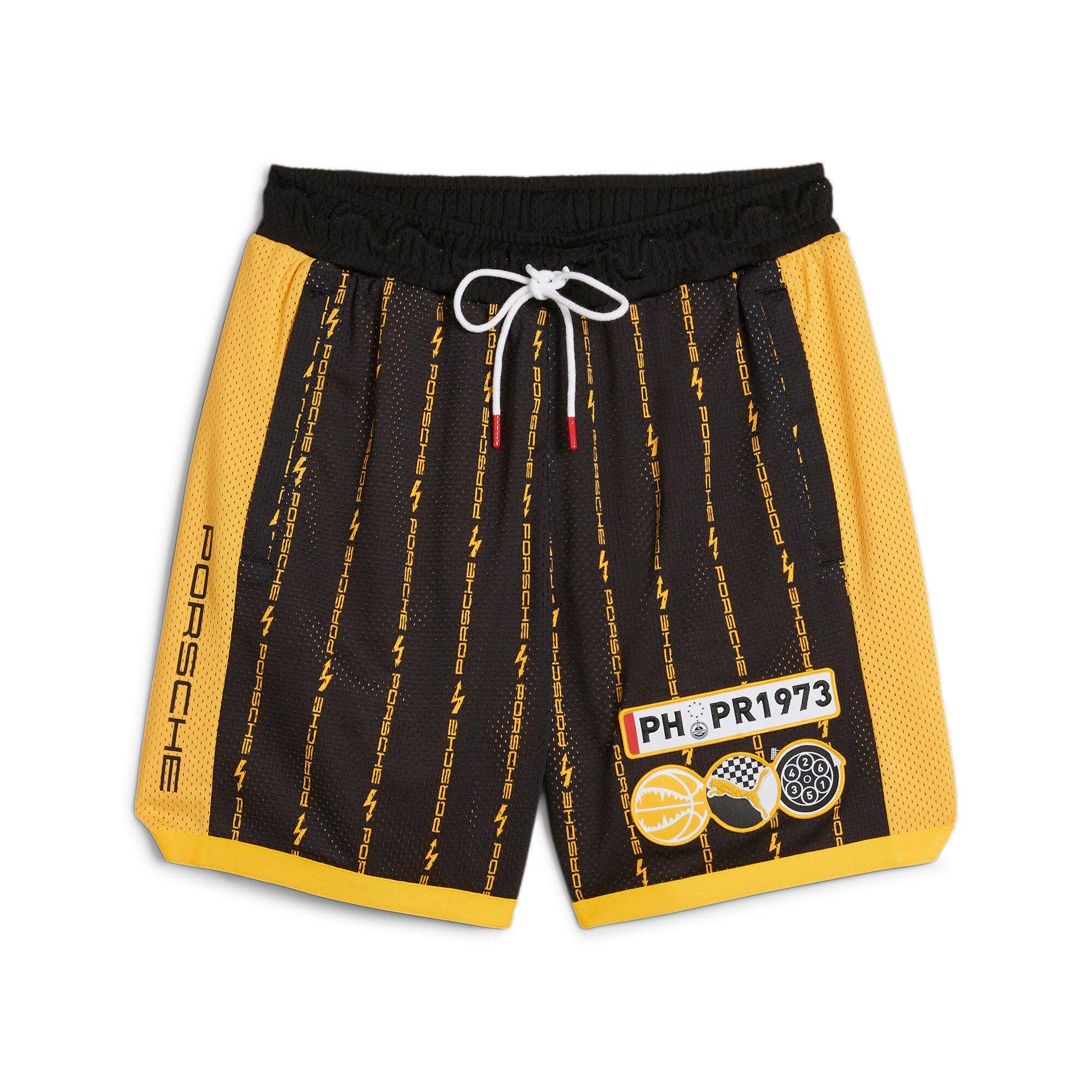 PUMA Men's Porsche Legacy Shorts-Black/Yellow - BLACK/YELLOW Thumbnail View 1