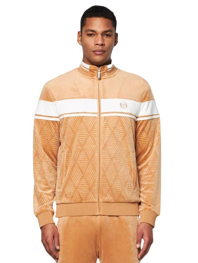 Sergio Tacchini Men's Debossed Damarindo Velour Track Jacket - TAN