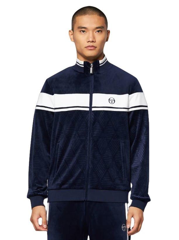 Sergio Tacchini Men's Debossed Damarindo Velour Track Jacket - Navy - NAVY