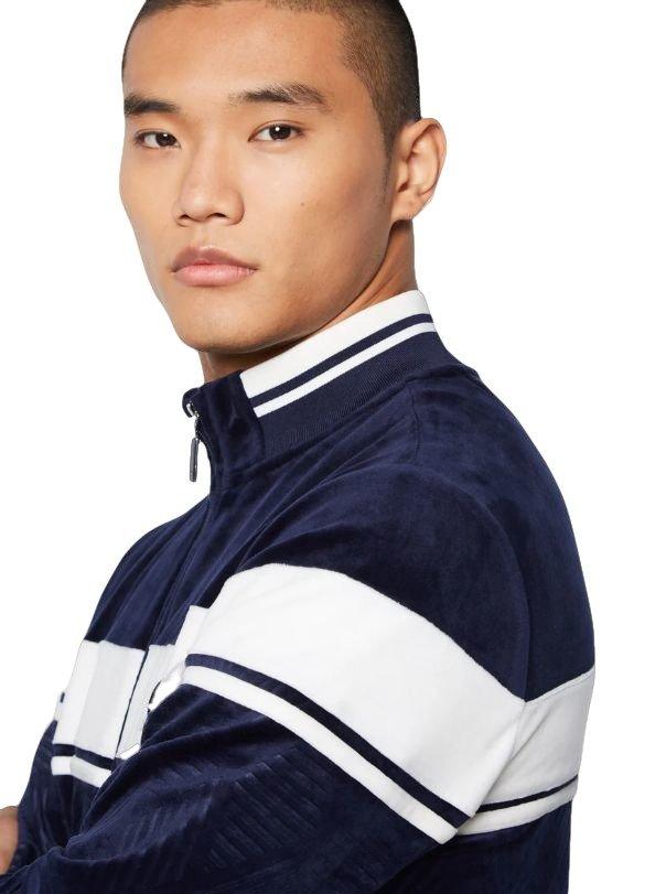 Sergio Tacchini Debossed Damarindo Velour Track Men's Navy Jacket