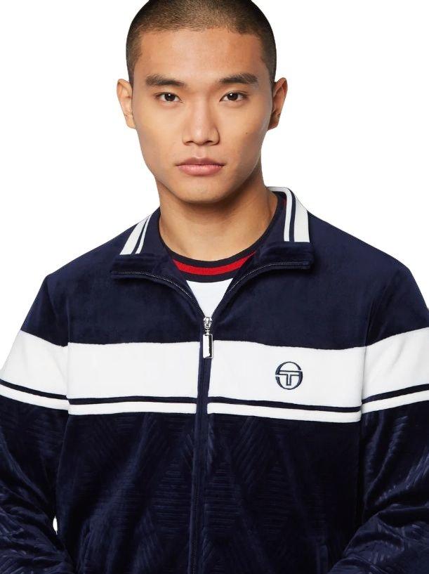 Sergio Tacchini Debossed Damarindo Velour Track Men's Navy Jacket