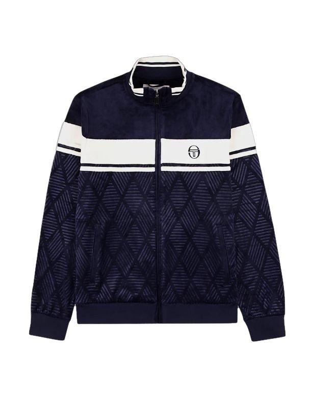 Sergio Tacchini Debossed Damarindo Velour Track Men's Navy Jacket