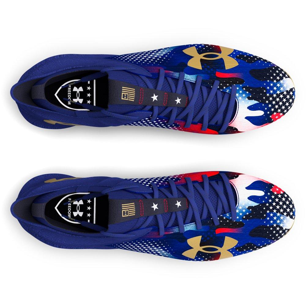 Under Armour Blur Smoke 2.0 MC "USA" Men's Football Cleat - BLUE/GOLD Thumbnail View 3