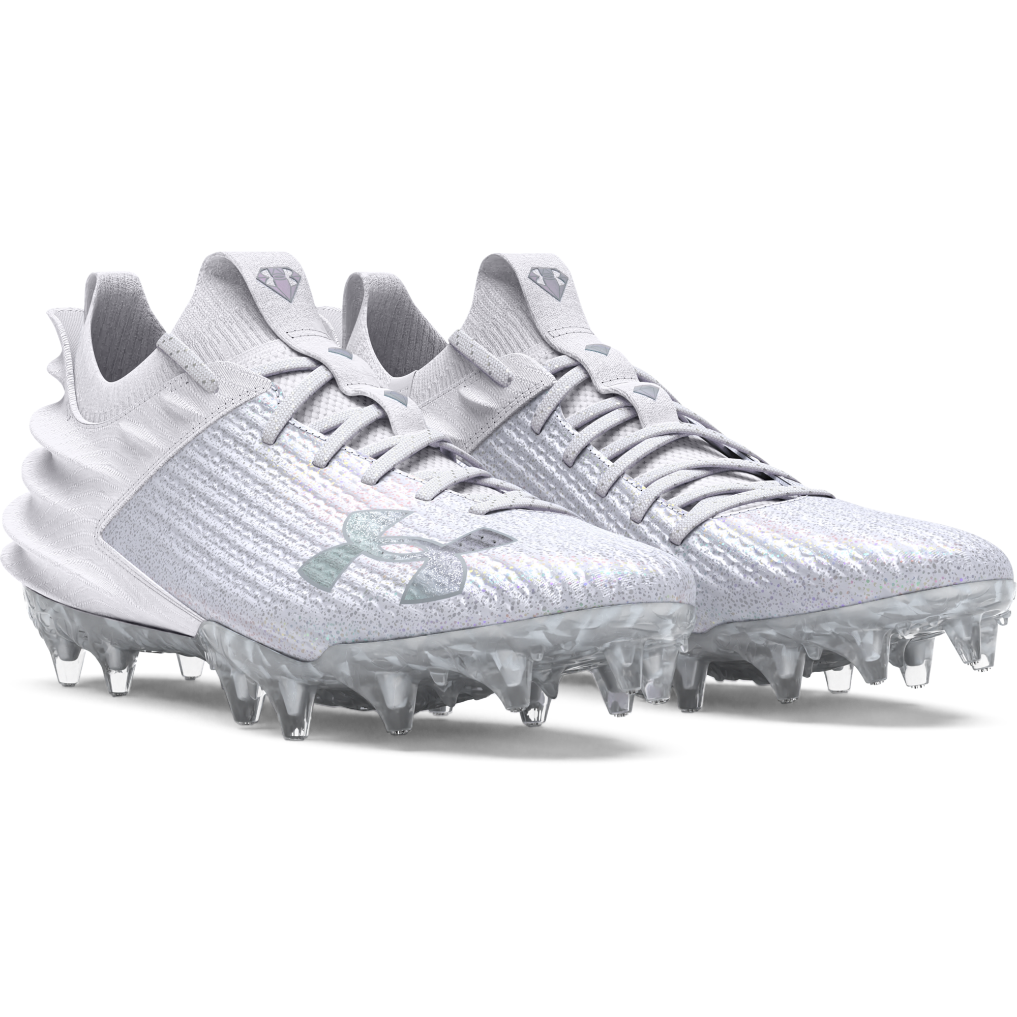 Under Armour Blur Smoke 2.0 VVS "White/Silver" Men's Football Cleat - WHITE/SILVER Thumbnail View 3