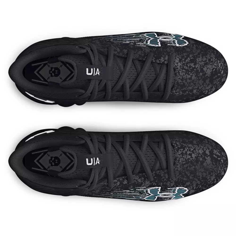 Under Armour Blur Smoke Jr Mid "Black/Grey" Grade School Boys' Football Cleat - BLACK/GREY