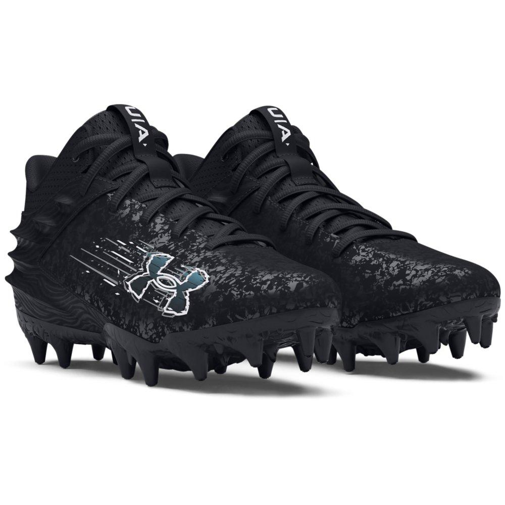 Under Armour Blur Smoke Jr Mid  Grade School Boys' "Black/Grey" Football Cleat