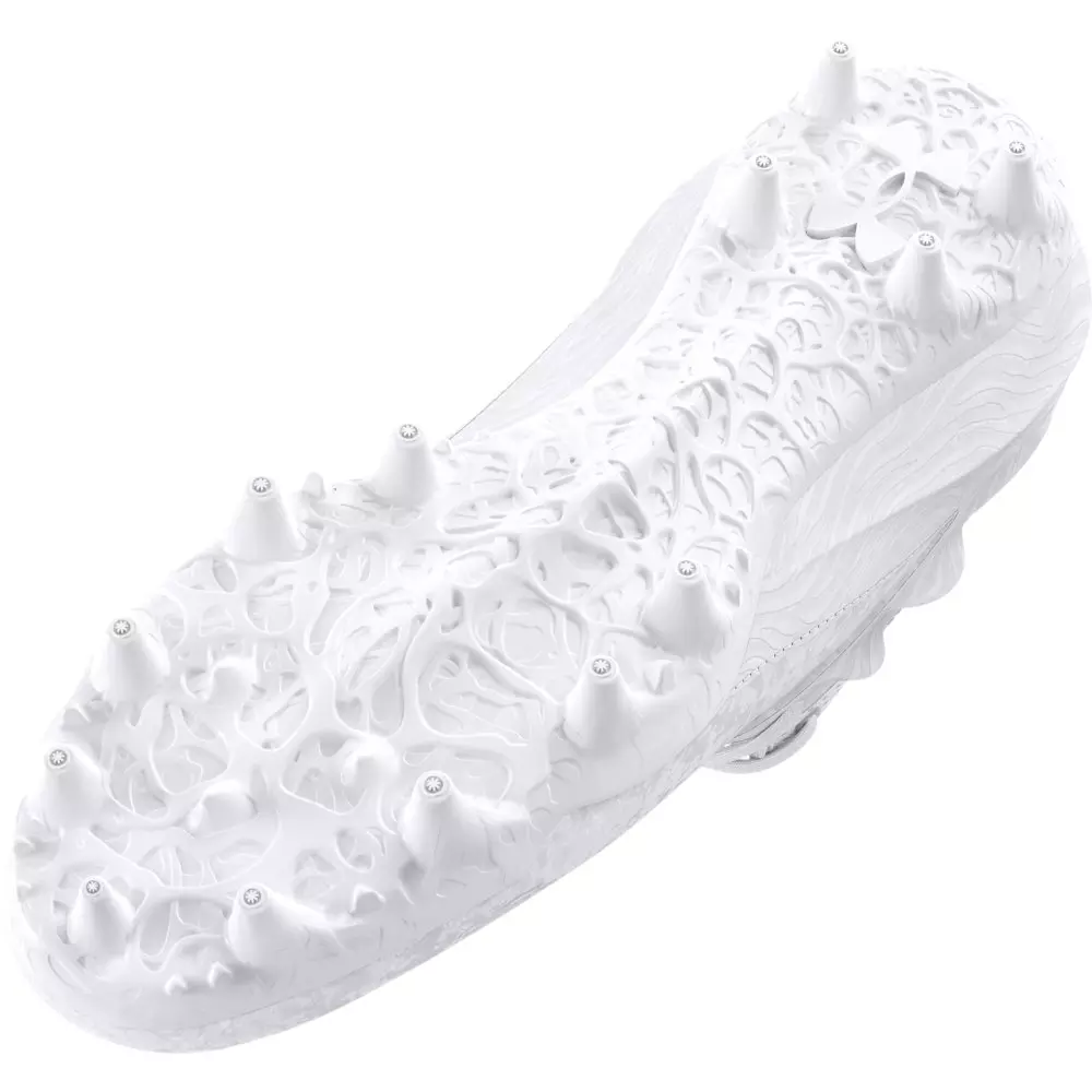 Under Armour Blur Smoke Jr Mid "White/Silver" Grade School Boys' Football Cleat - WHITE/SILVER