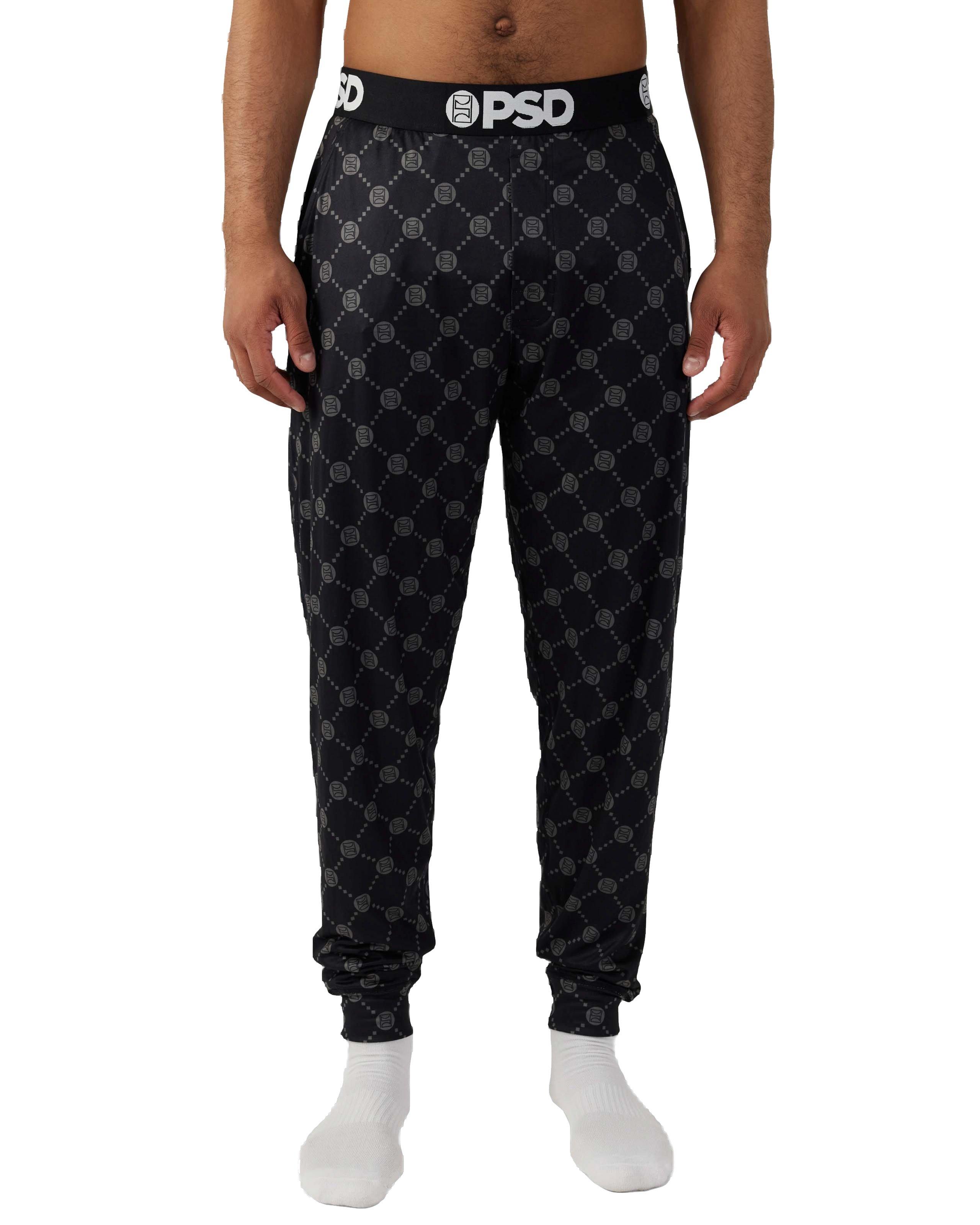 PSD Men's Luxe All Over Print Lounge Pants - BLACK Thumbnail View 1